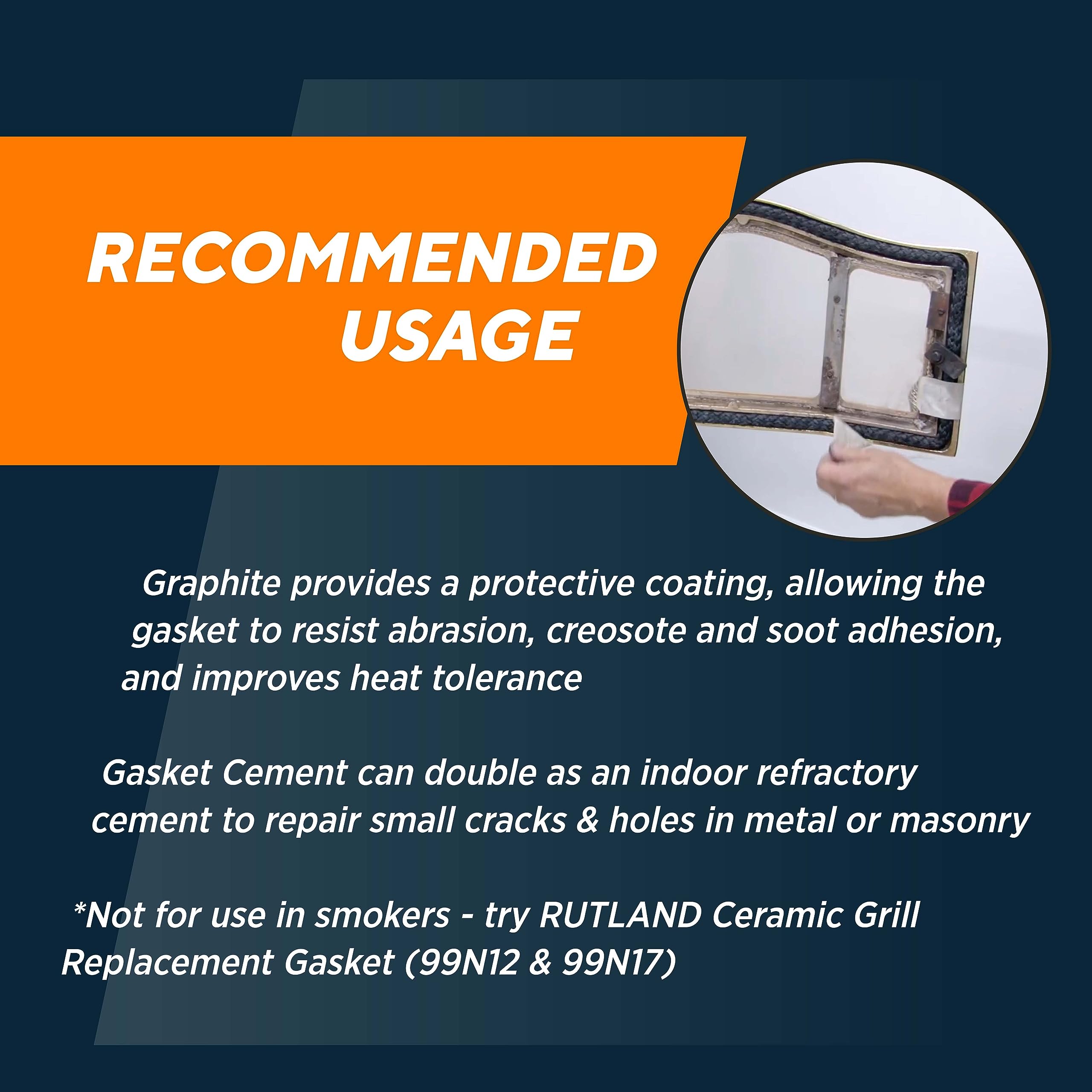 Rutland Wood Stove Gasket Replacement Kit  Graphite Impregnated Gasket & Adhesive  3/4 '' x 7 ' Rope