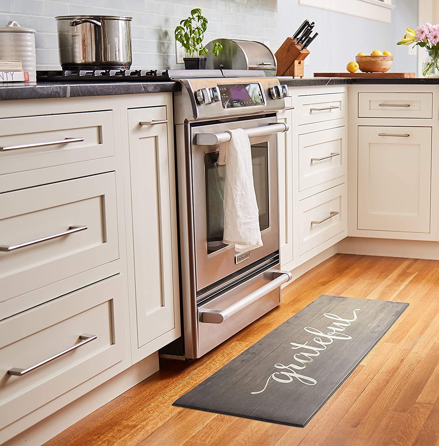 J&V Textiles Anti Fatigue Kitchen Runner Mat- 20'' X 55'' Oversized Long Non Slip Pvc Rubber Kitchen Area Rug- Cushioned Comfort