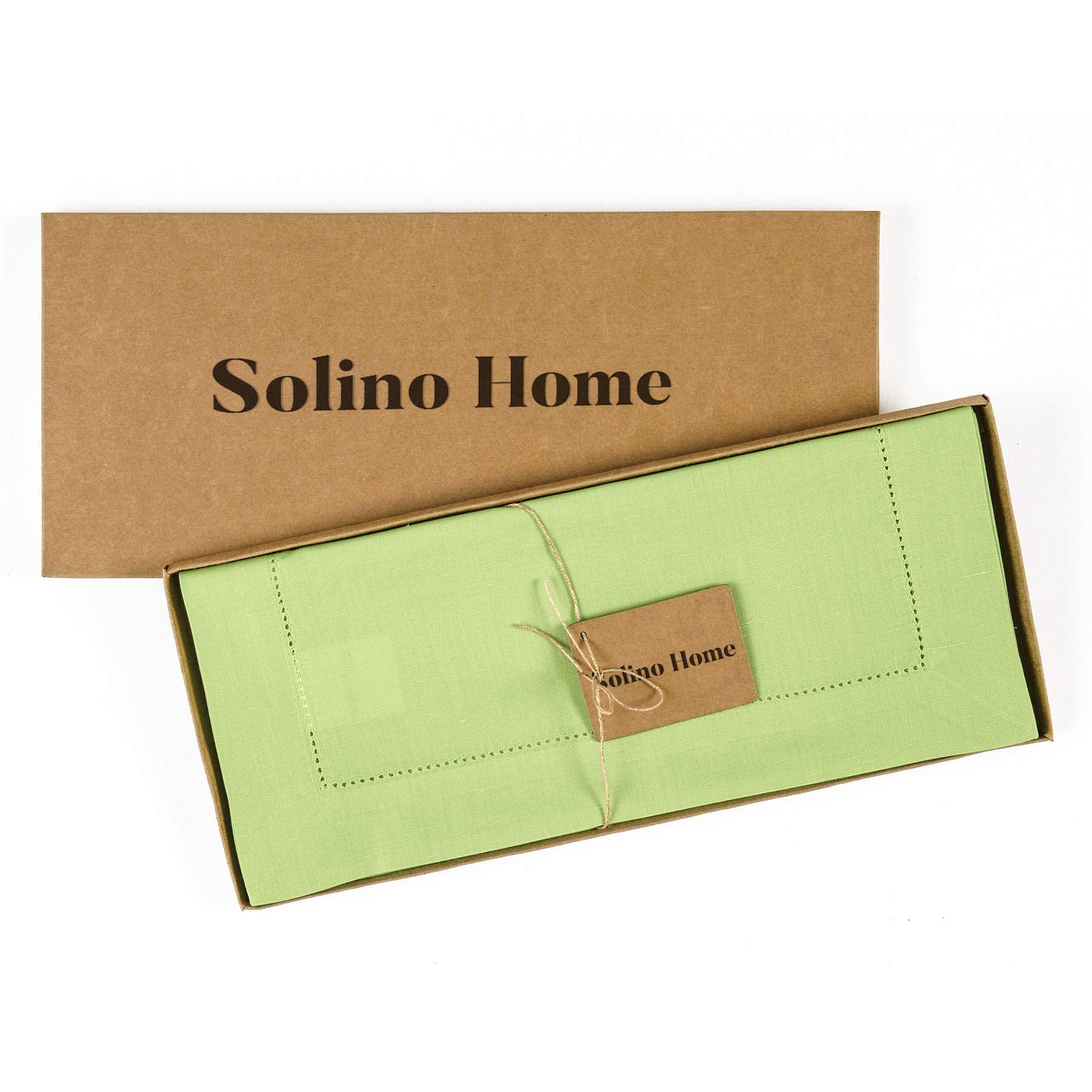Solino Home Light Grey Table Runner 90 Inches Long - Cotton Linen Hemstitch Summer Table Runner 14 X 90 Inch - Machine Washable