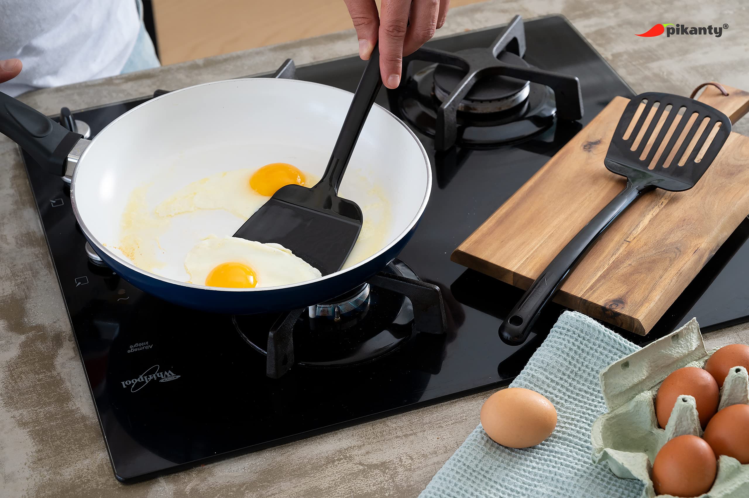 Pikanty - Spatula Turner Set Of 2 For Cooking. Great For Nonstick Cookware. Ideal For Flipping Egg, Pancake And More. Made In Us