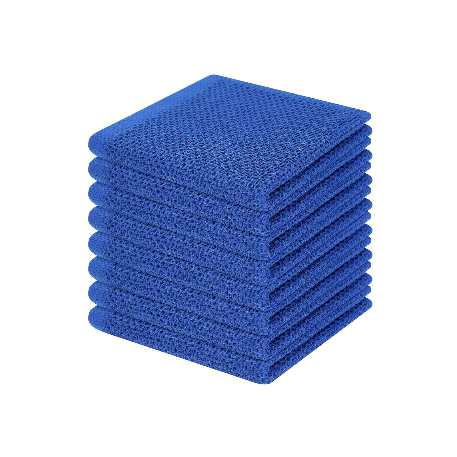 Homaxy 100% Cotton Waffle Weave Kitchen Dish Cloths, Ultra Soft Absorbent Quick Drying Dish Towels, 12 x 12 Inches, 8-Pack, Blue