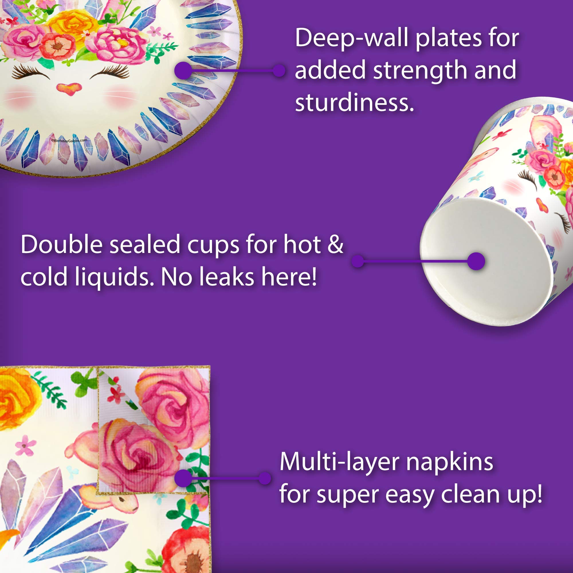Bunny Rabbit Floral Birthday Party Supplies - Easter Bunny Party Supplies - Floral Party Supplies - Spring Party Supplies - Easter Party Tableware Set Includes Plates Napkins and Cups  Kit for 16