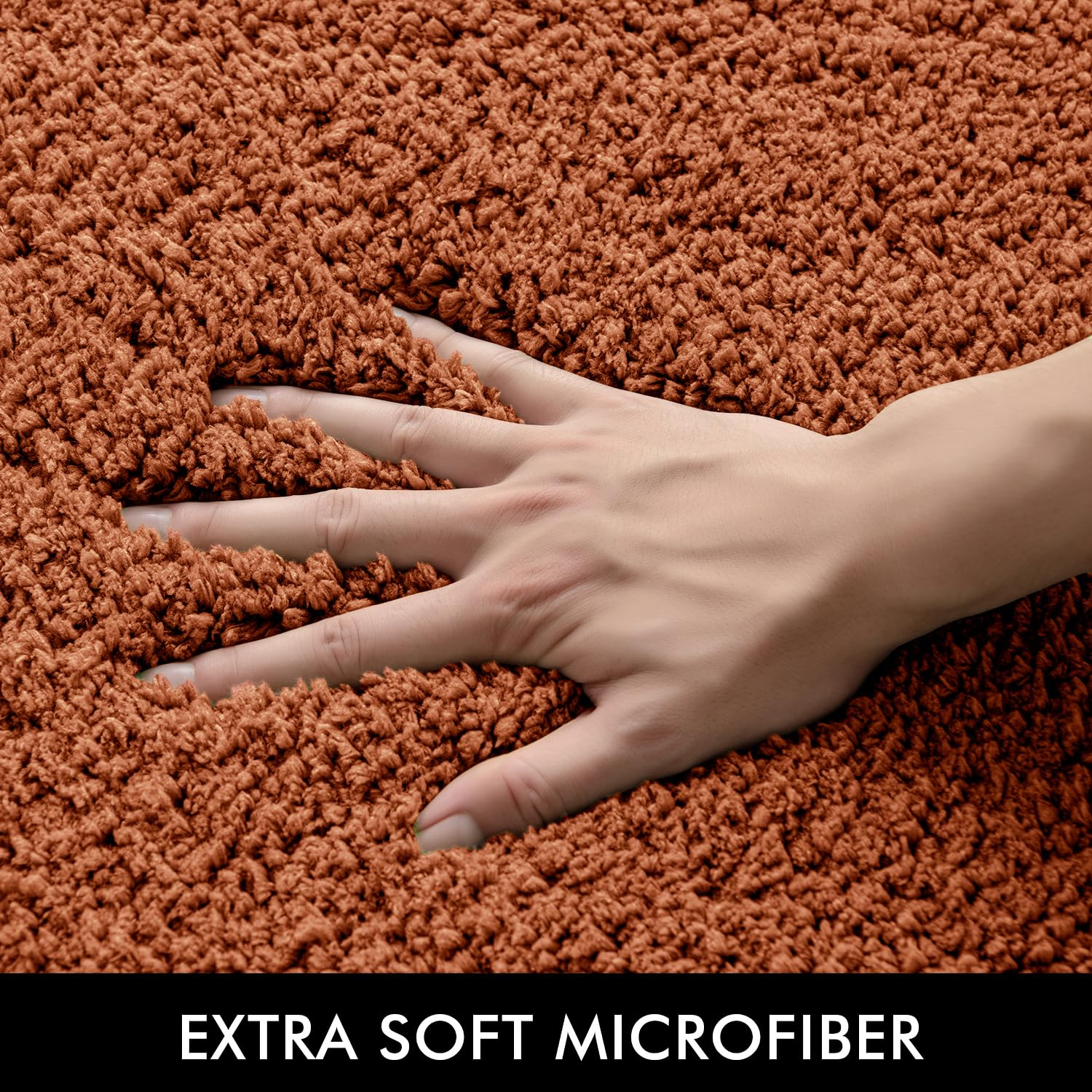 Miulee Fall Burnt Orange Extra Thick Non Slip Bathroom Rug Shaggy Soft Bath Mat Plush Microfiber Absorbent Water For Shower Tub