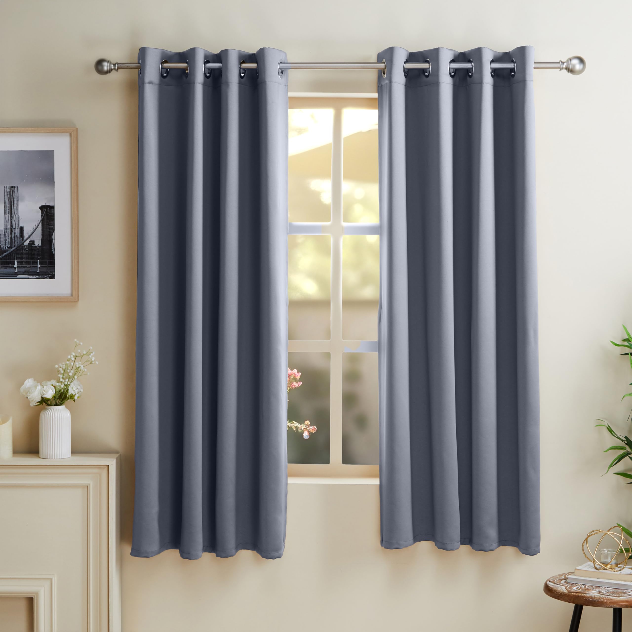 Amazon Brand - Solimo Polyester 100% Blackout Plain Window Curtains|100% Room Darkening| Blackout Window Curtains| 5 Feet |Set O