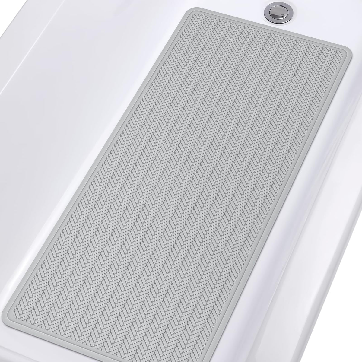 Non Slip Bathtub Mat,Rubber Baby Bath Tub Shower Mat With Strong Suction Cups (A Little Grey)