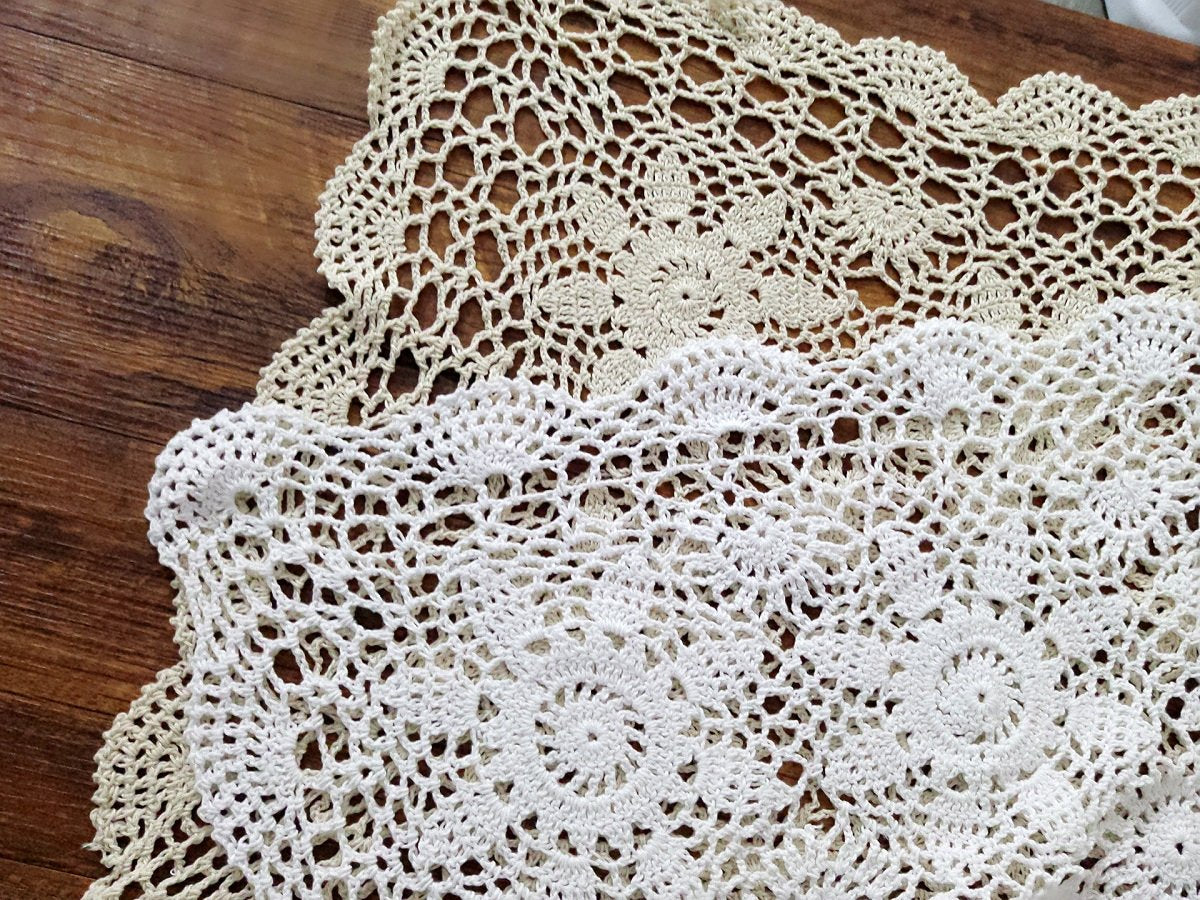 Laivigo Handmade Crochet Lace Table Cloth Doilies Doily,Rectangle,20 X 24 Inch,Beige