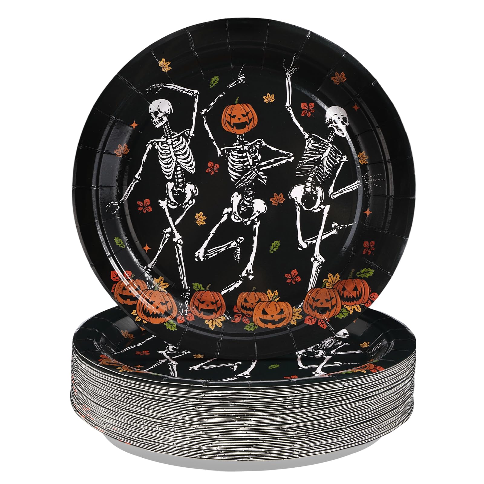 Grencian 50 PCS Crow Halloween Party Supplies Crow In Cemetery Paper Plates 9 Inch Disposable Spooky Graveyard Plates with Crow 