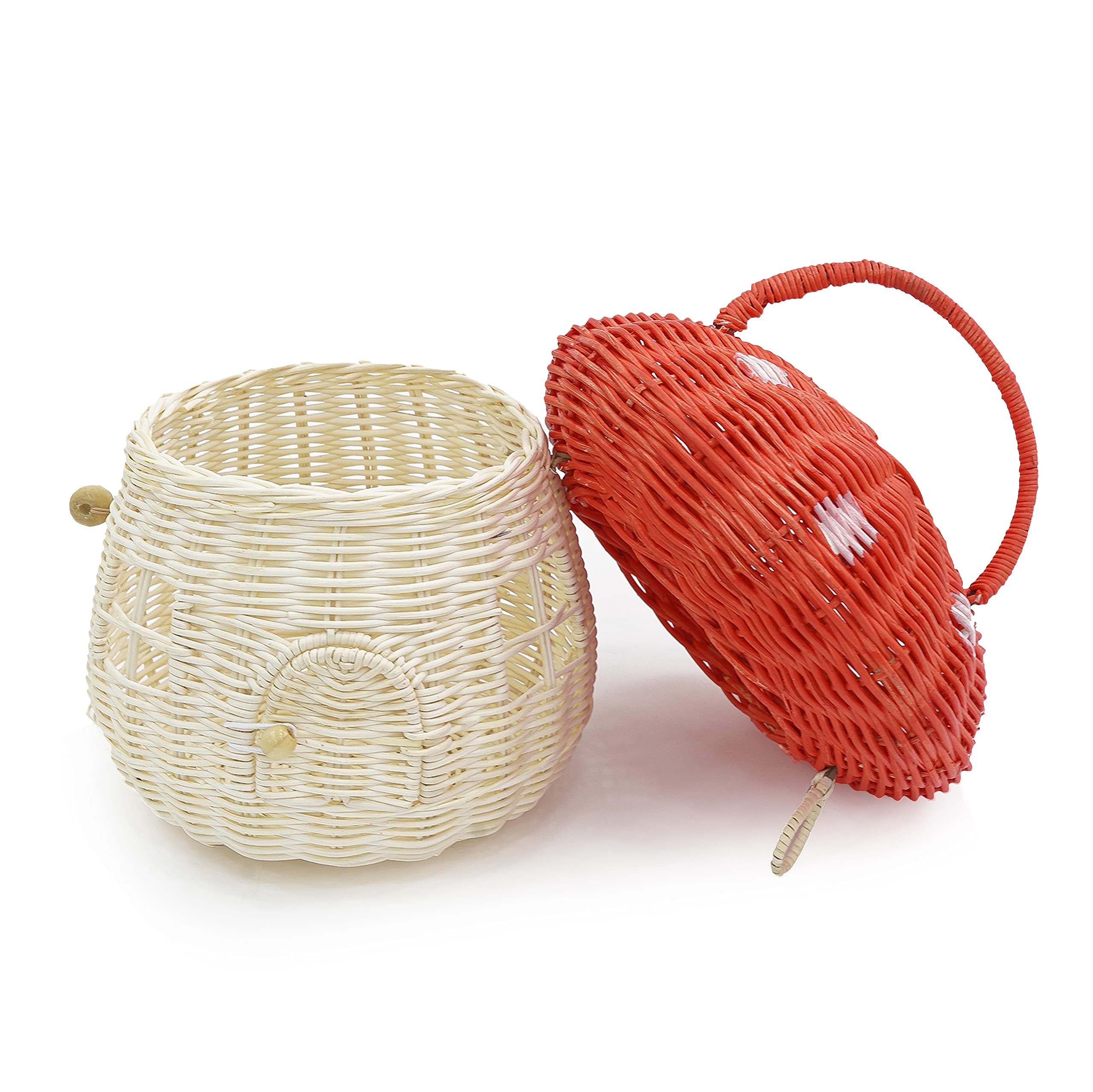Kolwoven Mushroom Basket- Mushroom Home Decor Box With Lid Shelves- Rattan Mushroom Newborn Photography Props In Tent, Kitchen -