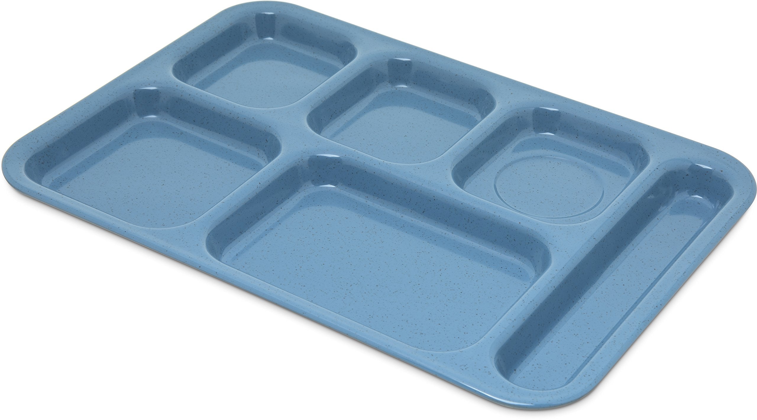 Carlisle Foodservice Products Right-Hand Heavyweight 6-Compartment Melamine Tray 10'' X 14'' - Sandshade