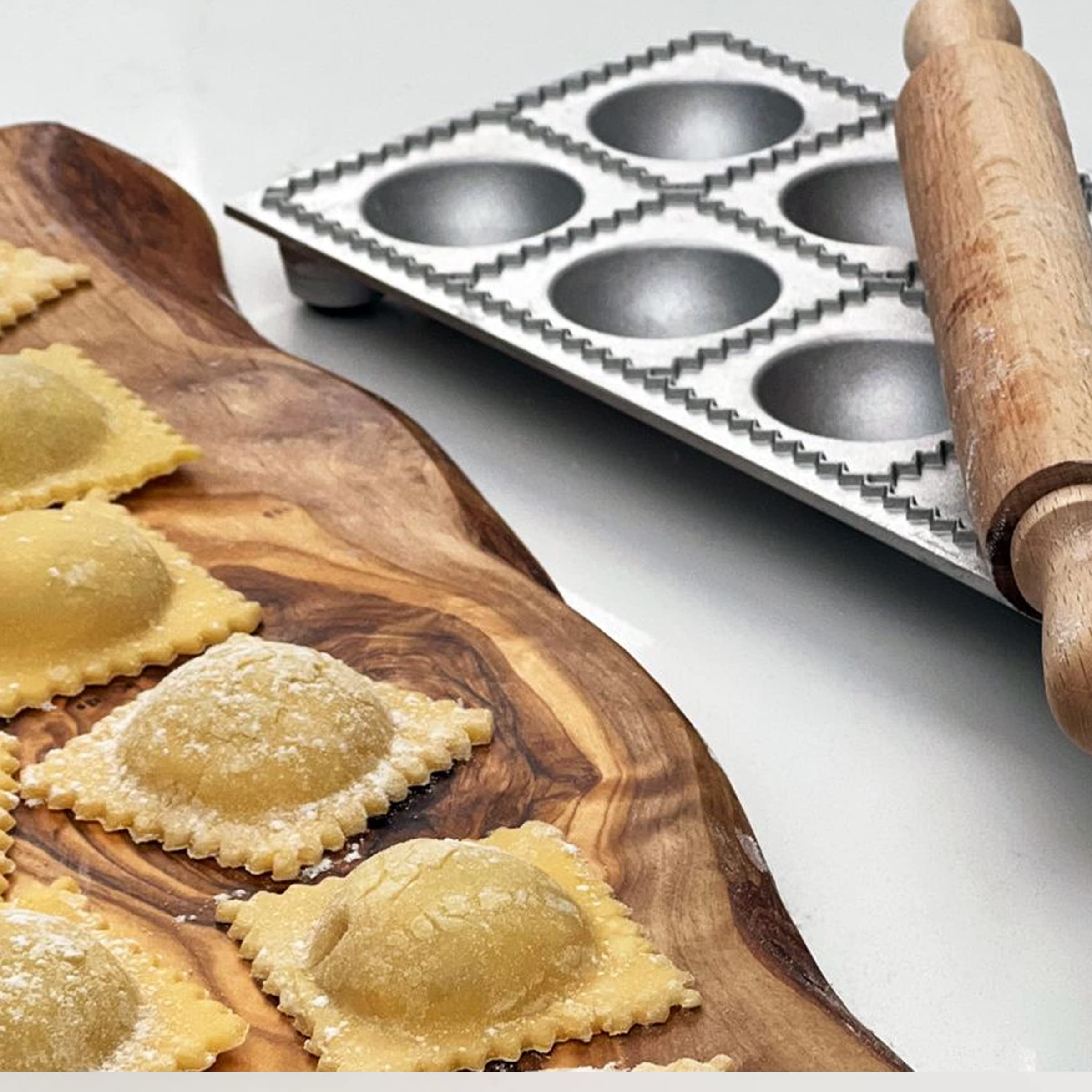 Ravioli Mold, 12 Piece Round Ravioli Mold With Rolling Pin Packed In Drawstring Gift Bag By Verve Culture
