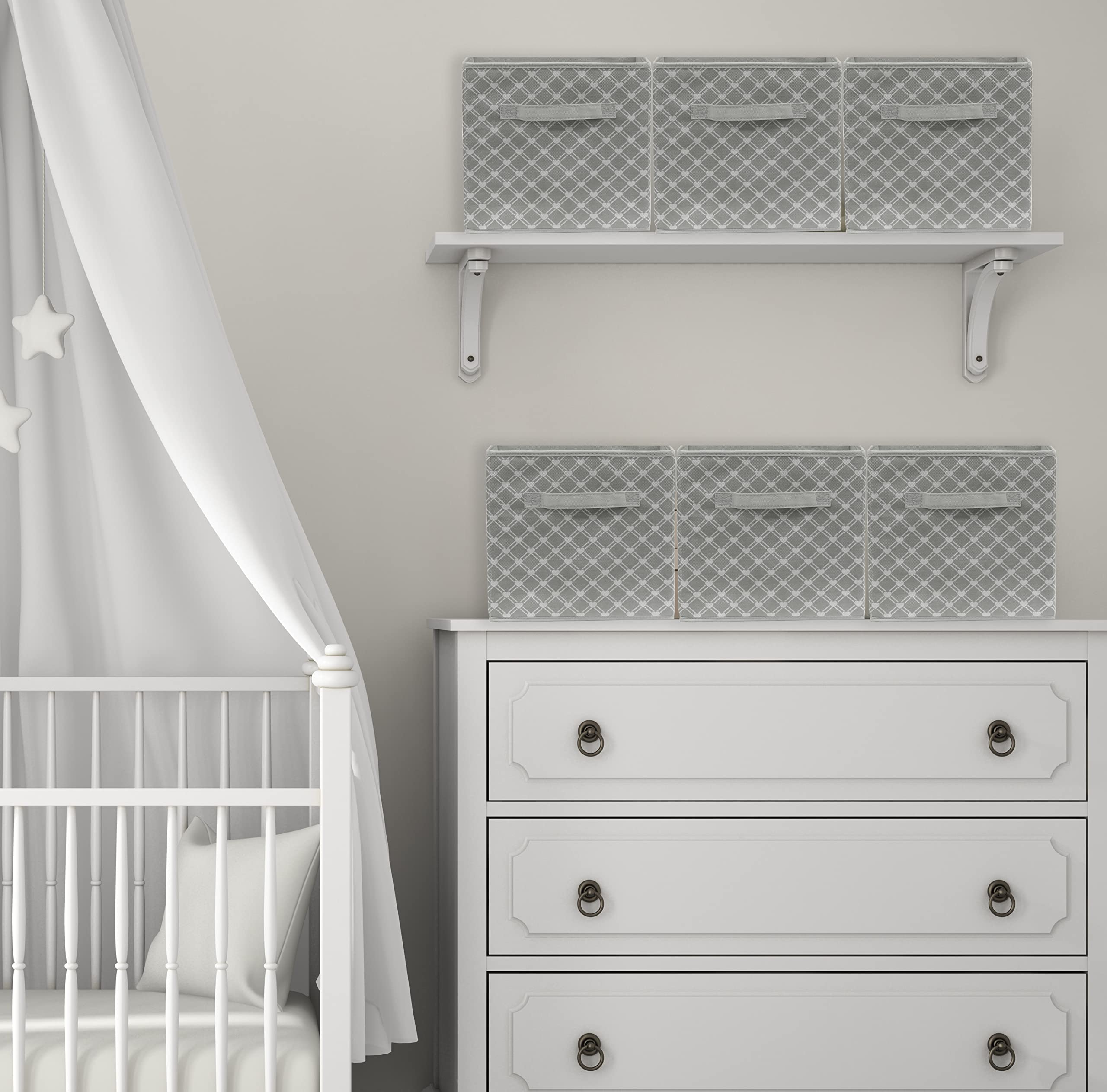 Simple Houseware Fabric Cube Storage Bins Foldable Organizer, Geometric Grey, Set Of 6