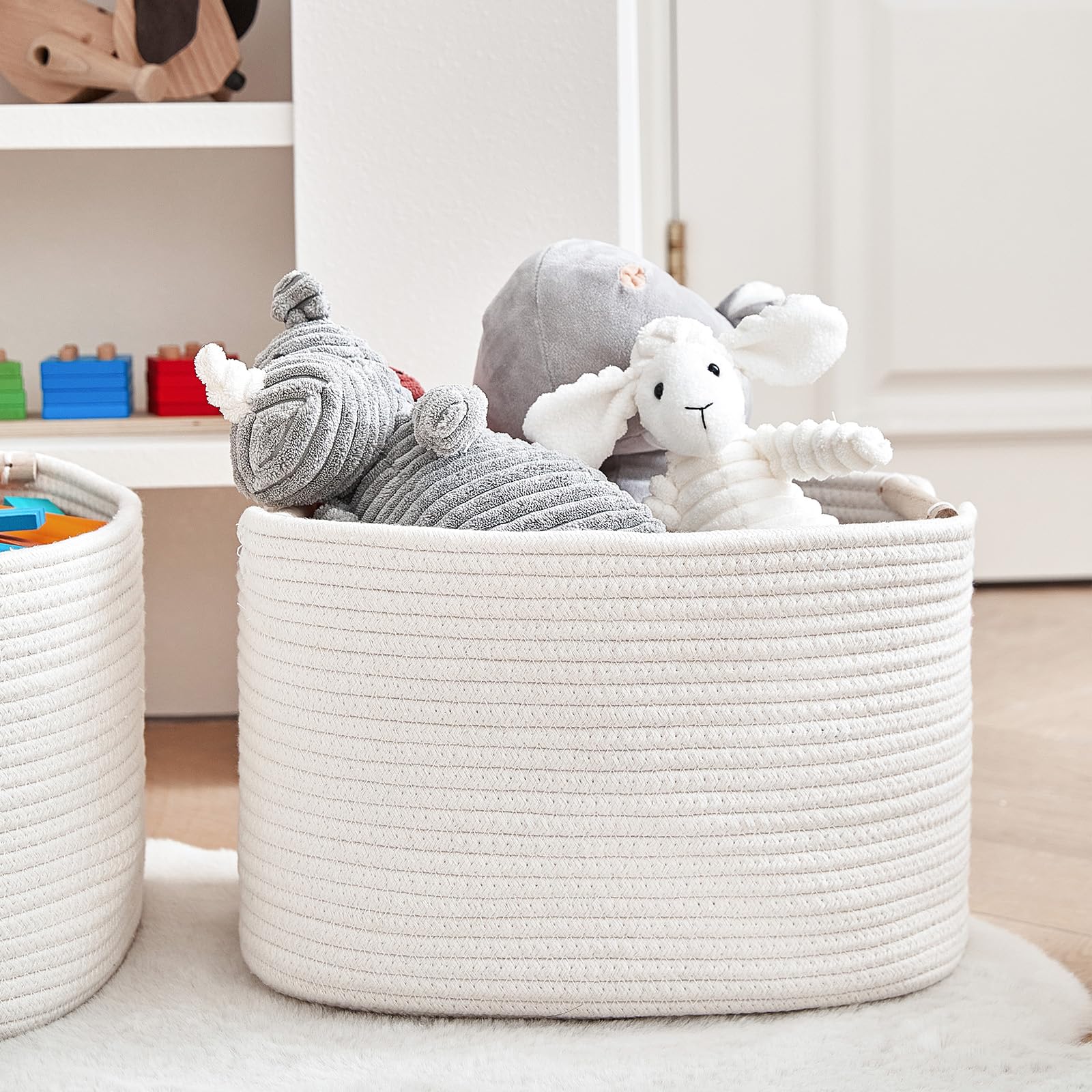 R Runka 3 Pack Storage Basket For Cabinet And Toy Organization - 13''X9.8''X8.7'' Baskets For Storage - Baby Toy Bin - Toy Stora
