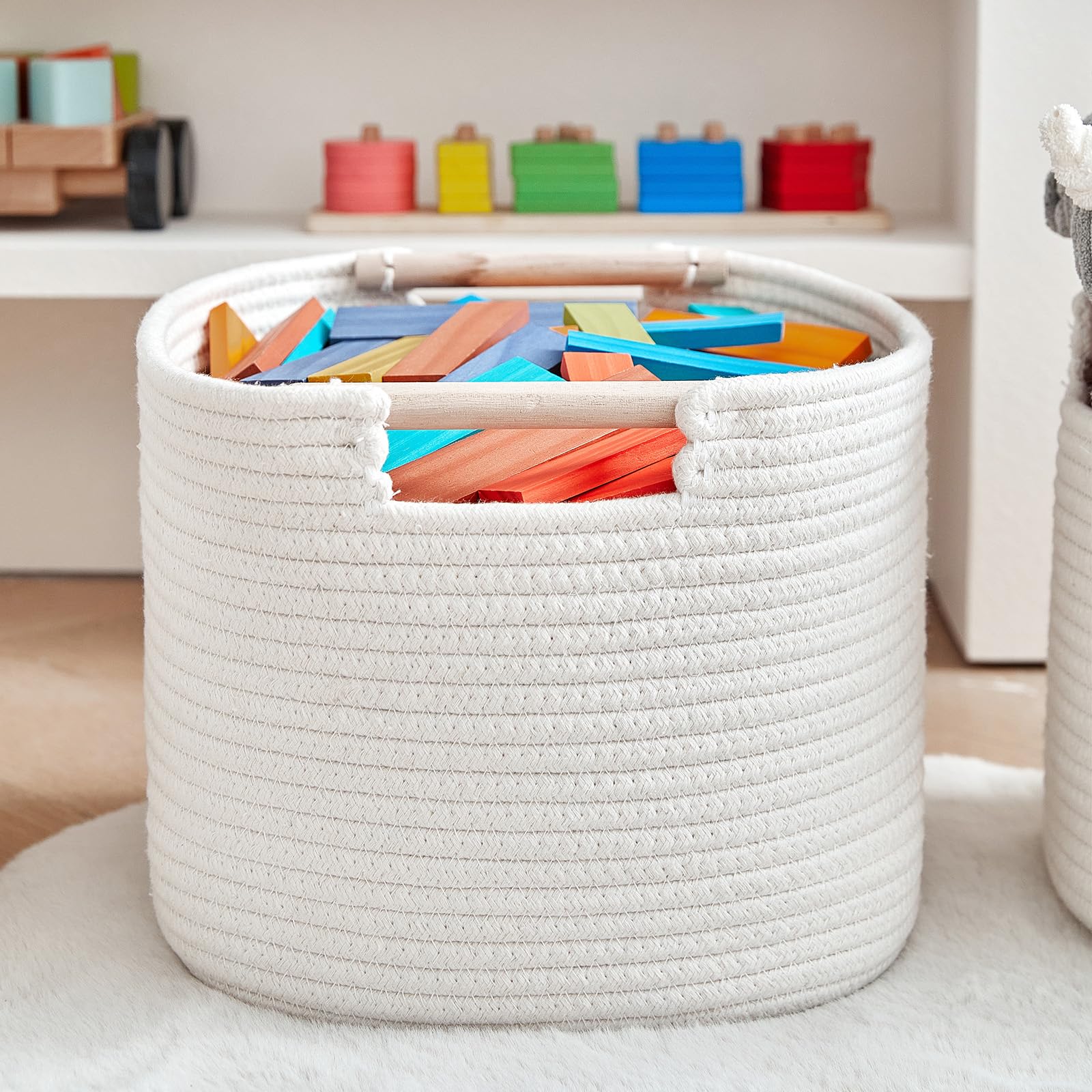 R Runka 3 Pack Storage Basket For Cabinet And Toy Organization - 13''X9.8''X8.7'' Baskets For Storage - Baby Toy Bin - Toy Stora