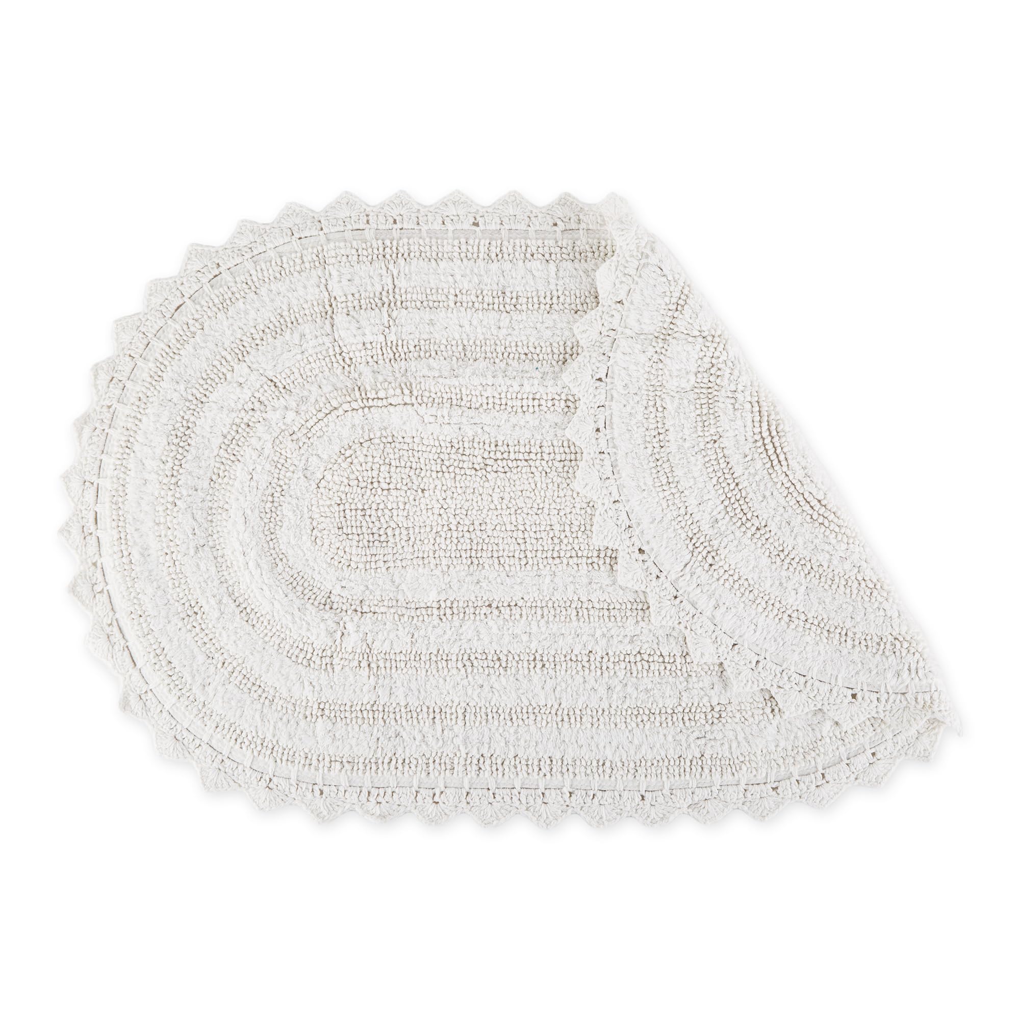 DII Crochet Collection Reversible Bath Mat  Small Oval  17x24  White