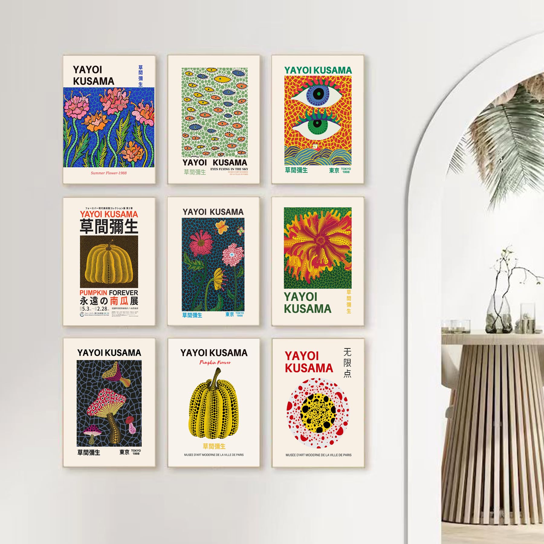 Yayoi Kusama Posters, Vintage Yayoi Kusama Wall Art Prints Gallery Exhibition Poster Set, ???? Japanese Canvas Paintings Aesthet