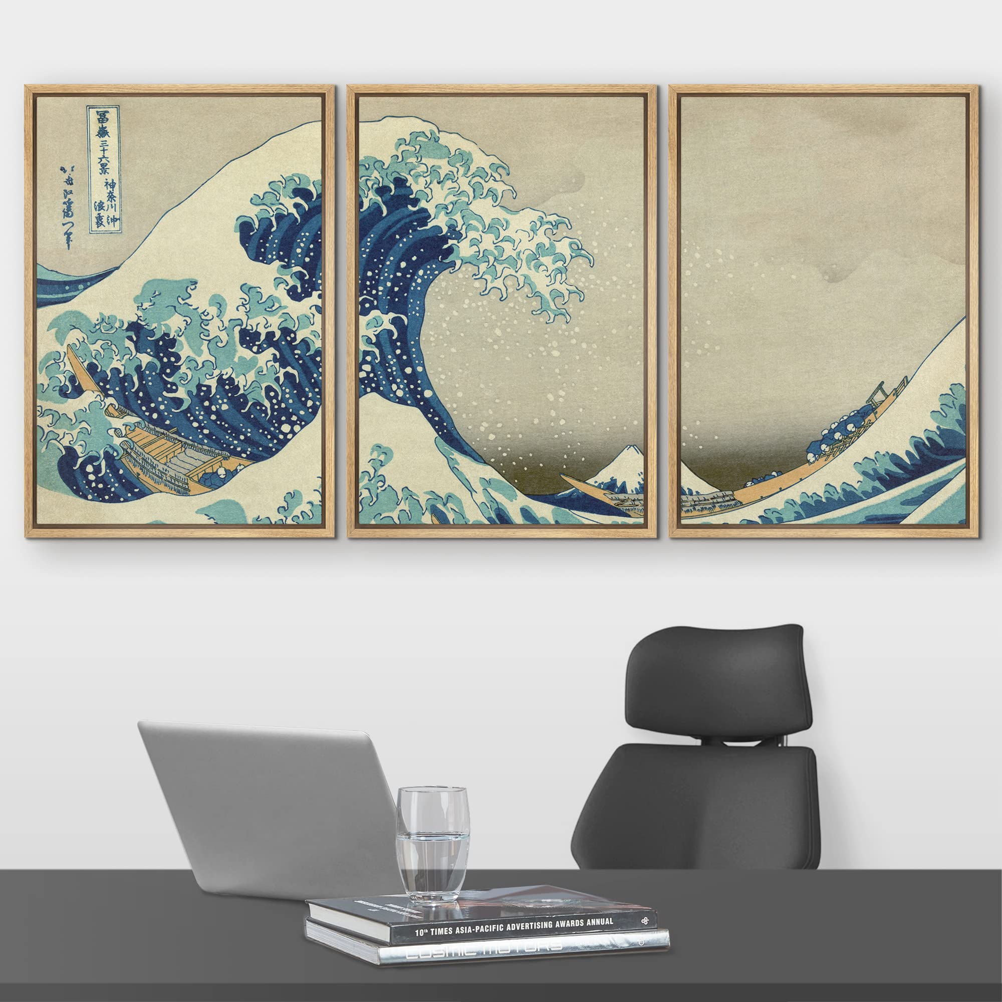 Wall26 Framed Canvas Print Wall Art Set The Great Wave Off Kanagawa By Hokusai Cultural Historic Oil Painting Fine Art Reproduct