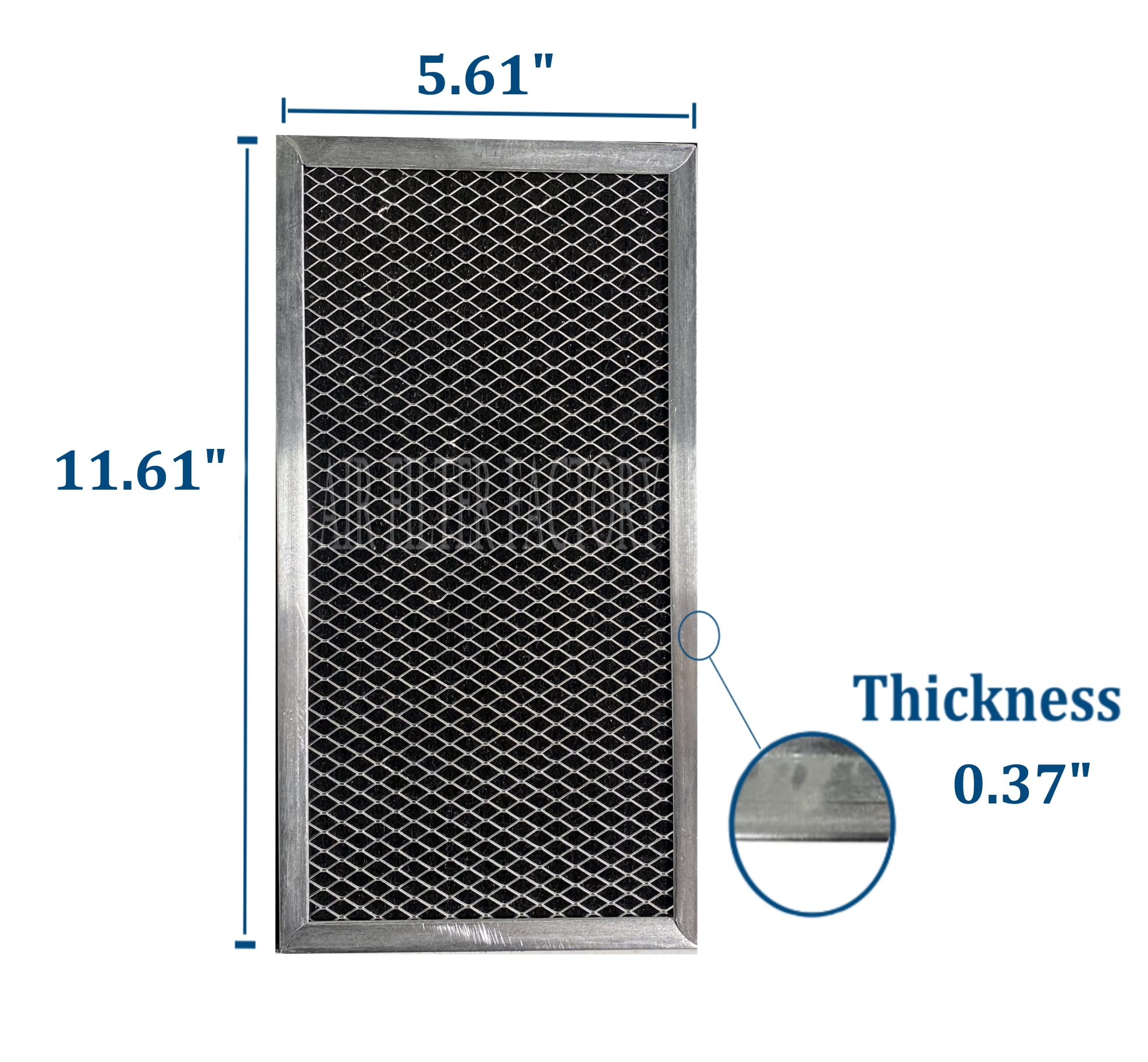 2-Pack Air Filter Factory Replacement For Whirlpool W10120840A Microwave Hood Charcoal Filter Set 5.625 X 11.625 X .375 Inches