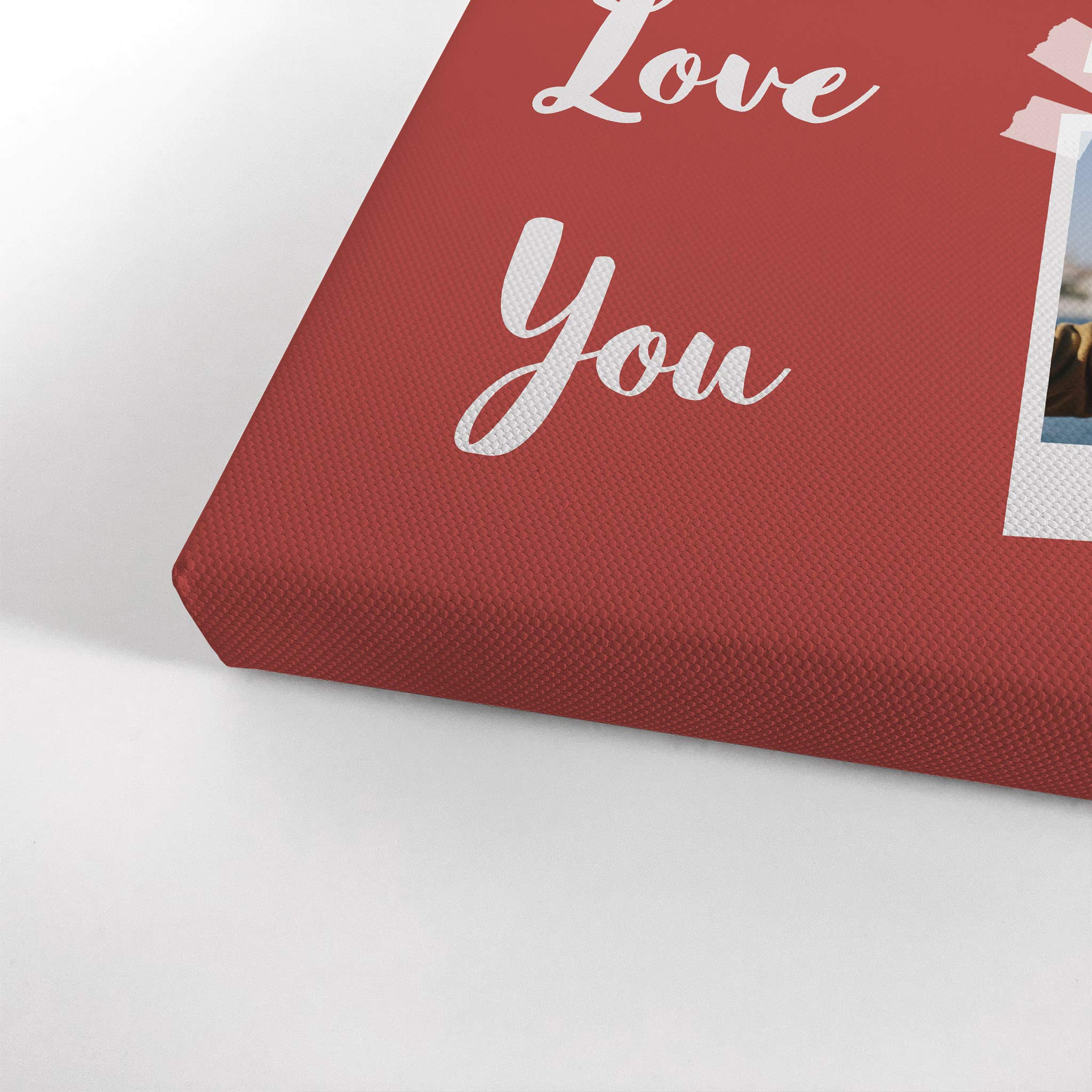 Smile Art Design Custom Photo Print Canvas Print with Your Photos Personalized Photo 2 Images Polaroid Photo Collage Picture Red with I Love You Quote Personalized Gift Wedding Gift - 22x15 inches