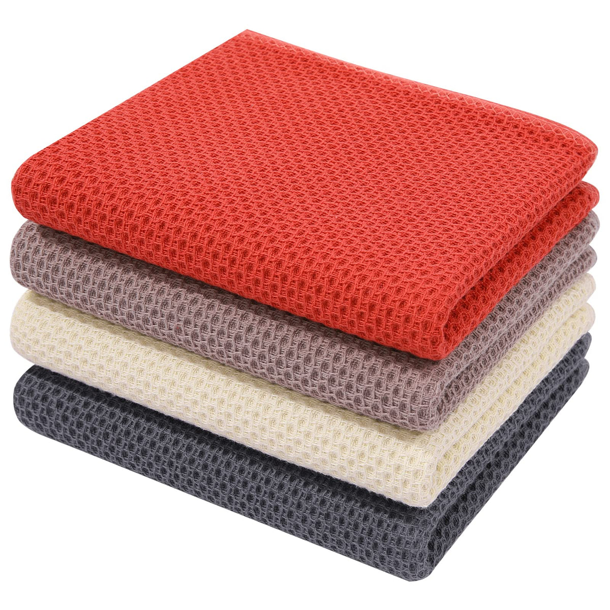 Homaxy 100% Cotton Waffle Weave Kitchen Dish Towels, Ultra Soft Absorbent Quick Drying Cleaning Towel, 13 X 28 Inches, 4-Pack, M