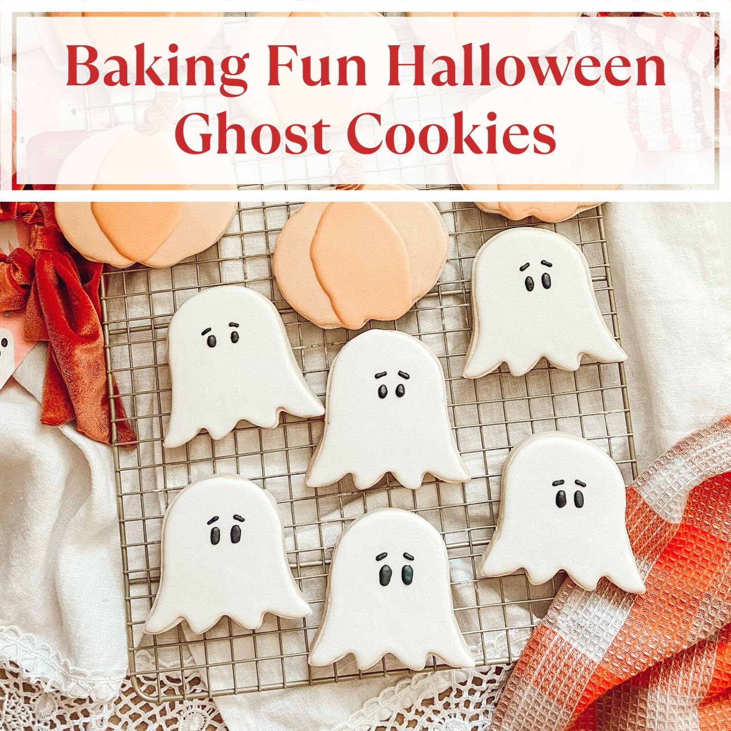 Crethinkaty 2 Pieces Halloween Ghost Cookie Cutter Set Small And Large Size With Soft Pvc Edge Halloween Cookie Cutters For Baki