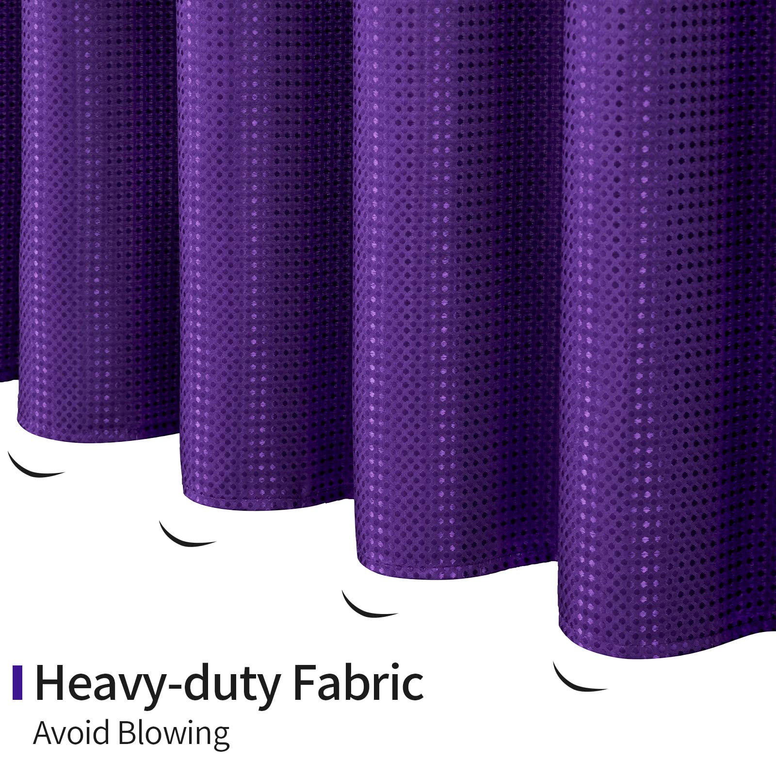 MitoVilla Long Shower Curtain 72 x 78  Purple Waffle 78 inch Long Fabric Shower Curtain Set with Cloth Snap-in Liner & Mesh Top Window for Modern Hotel Spa Bathroom Decor  Lavender
