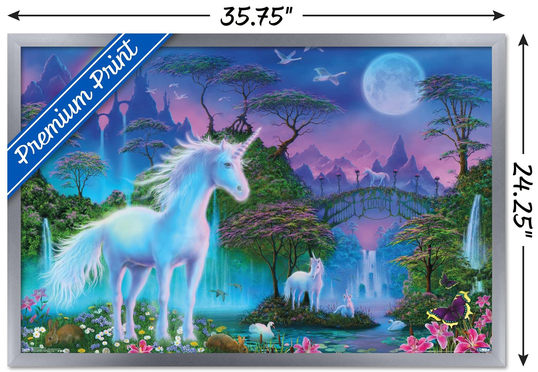 Trends International Unicorn Meadow Wall Poster, 22.375'' X 34'', Silver Framed Version
