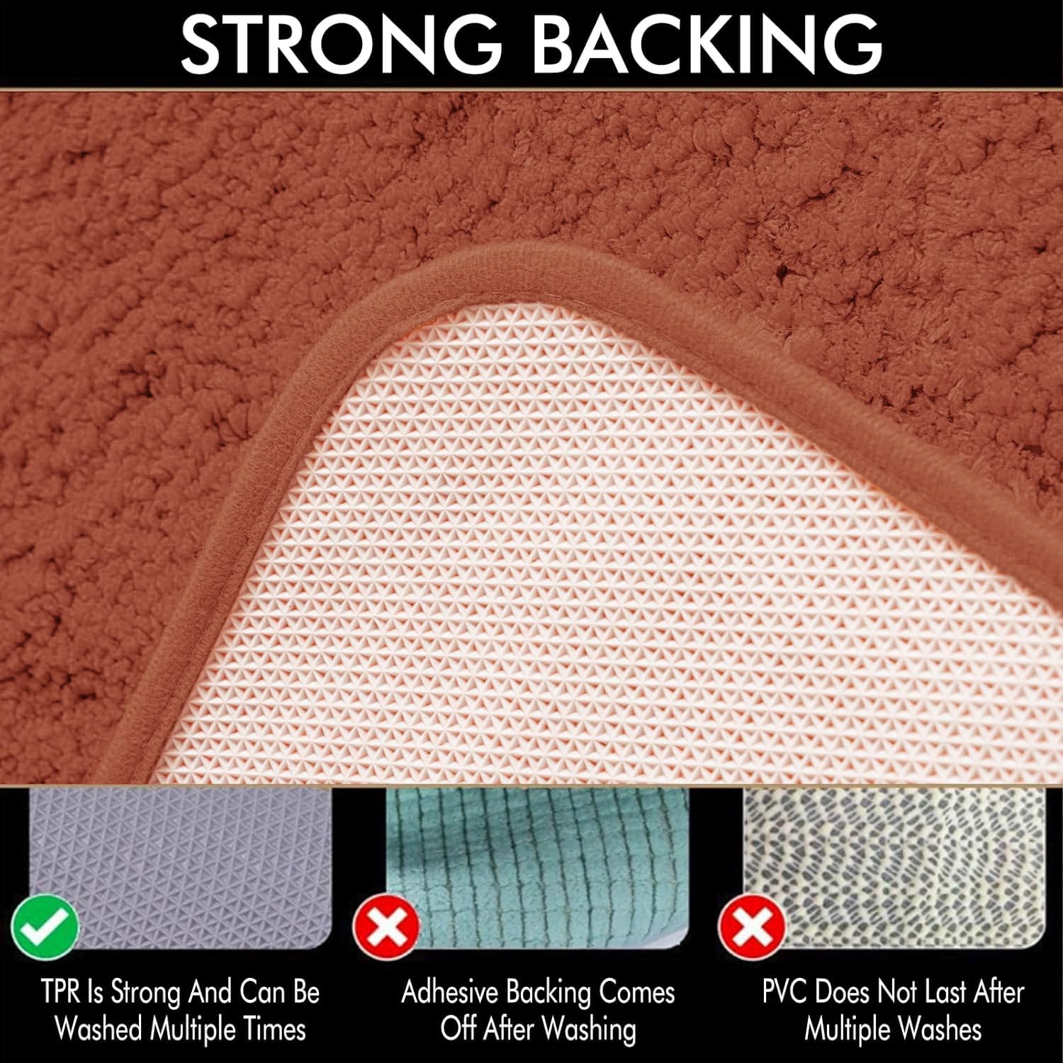 Miulee Fall Rust Bathroom Rugs Sets 3 Piece Including U Shaped Toilet Rug - Soft Absorbent Bath Mats Set With Non Slip Rubber Ba