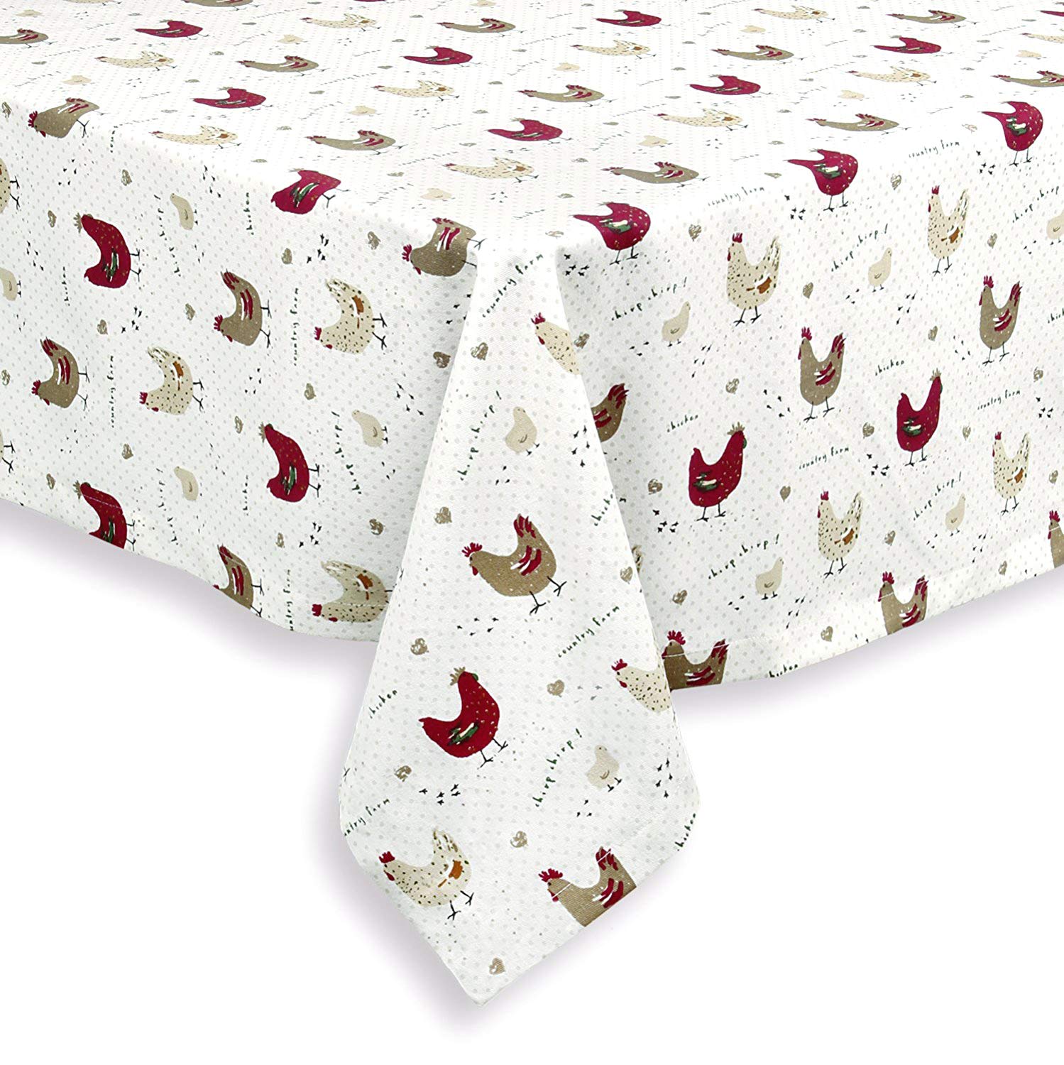 Cackleberry Home Farmhouse Chicken Fabric Tablecloth 100% Cotton, 60 x 84 Rectangular