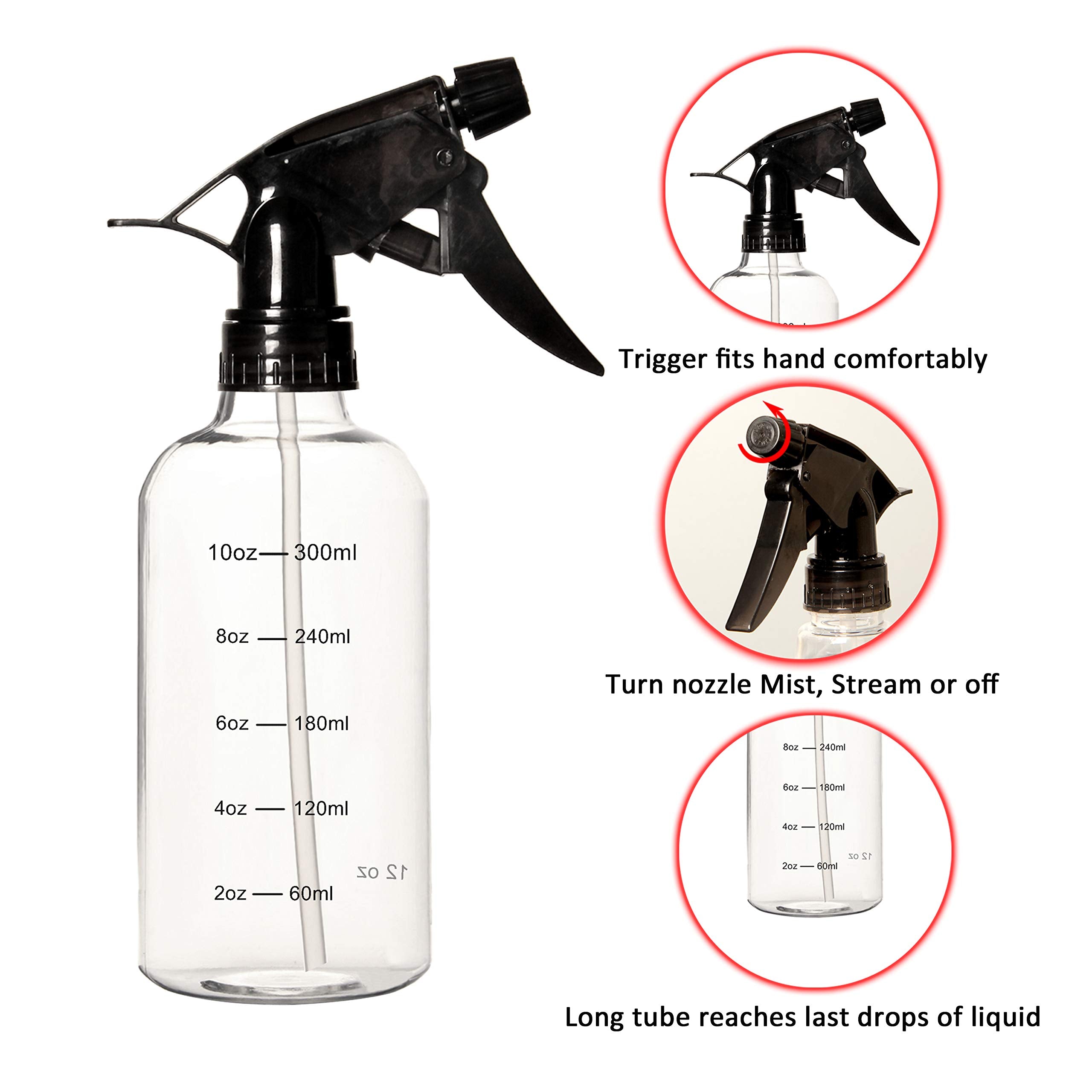 Youngever 6 Pack Empty Plastic Spray Bottles, Spray Bottles For Hair And Cleaning Solutions (8Oz)