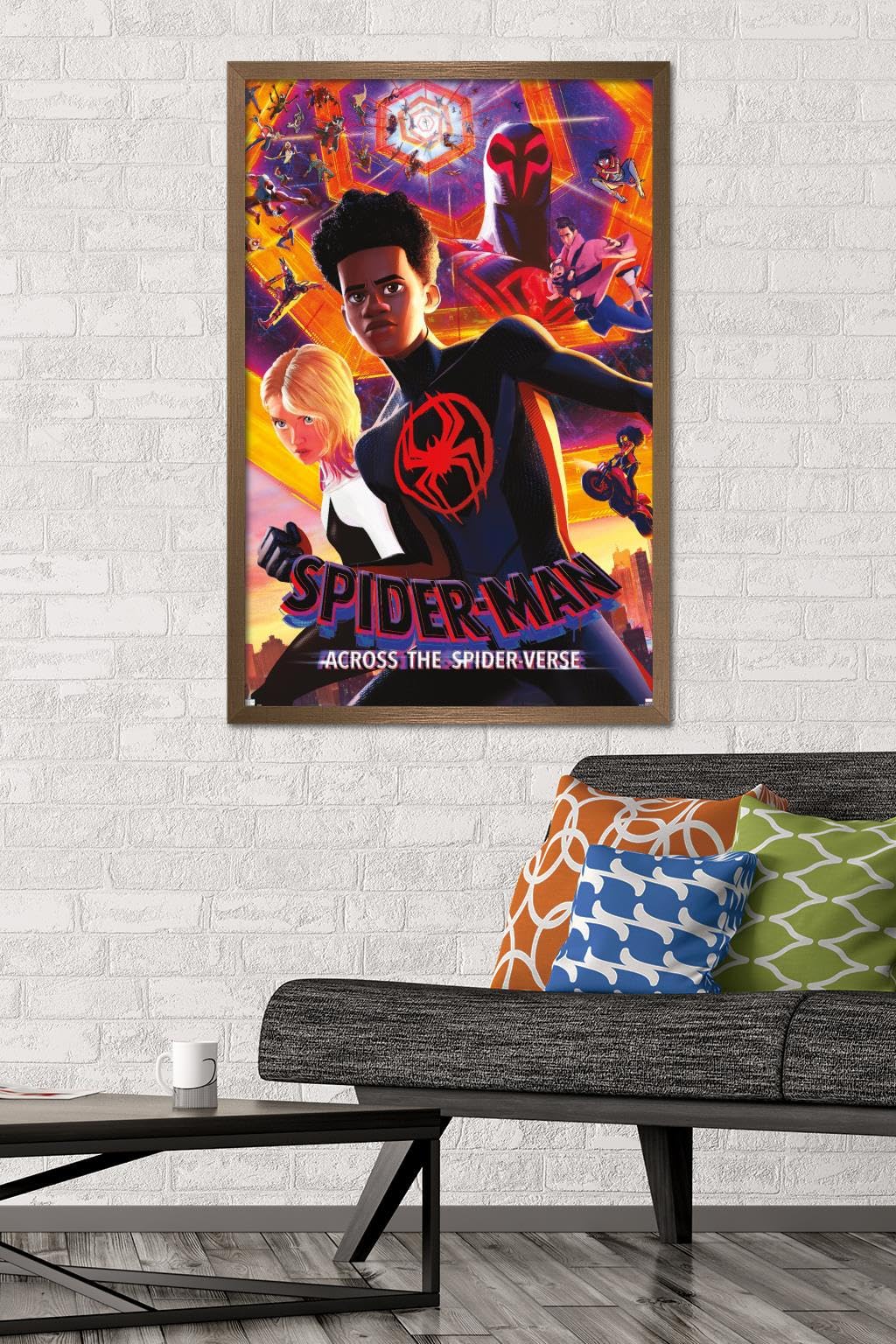 Trends International Marvel Spider-Man: Across The Spider-Verse - Group One Sheet Wall Poster, 22.37'' X 34.00'', Bronze Framed