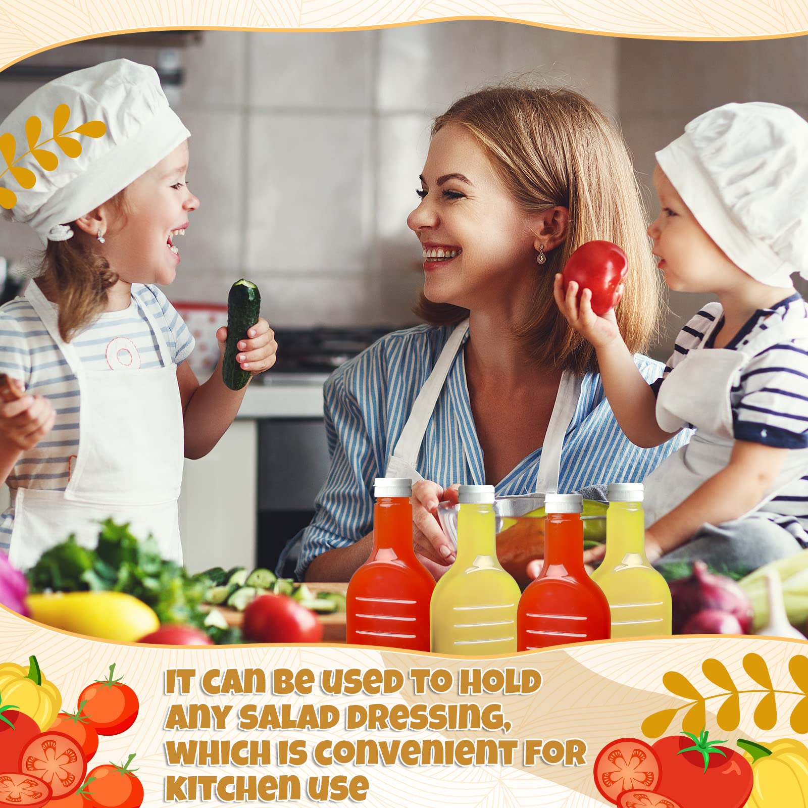 Roshtia 30 Pack 16Oz Salad Dressing Bottles Bulk Clear Plastic Sauce Bottle Condiment Squeeze Bottle Ketchup Squeeze Squirt Bott