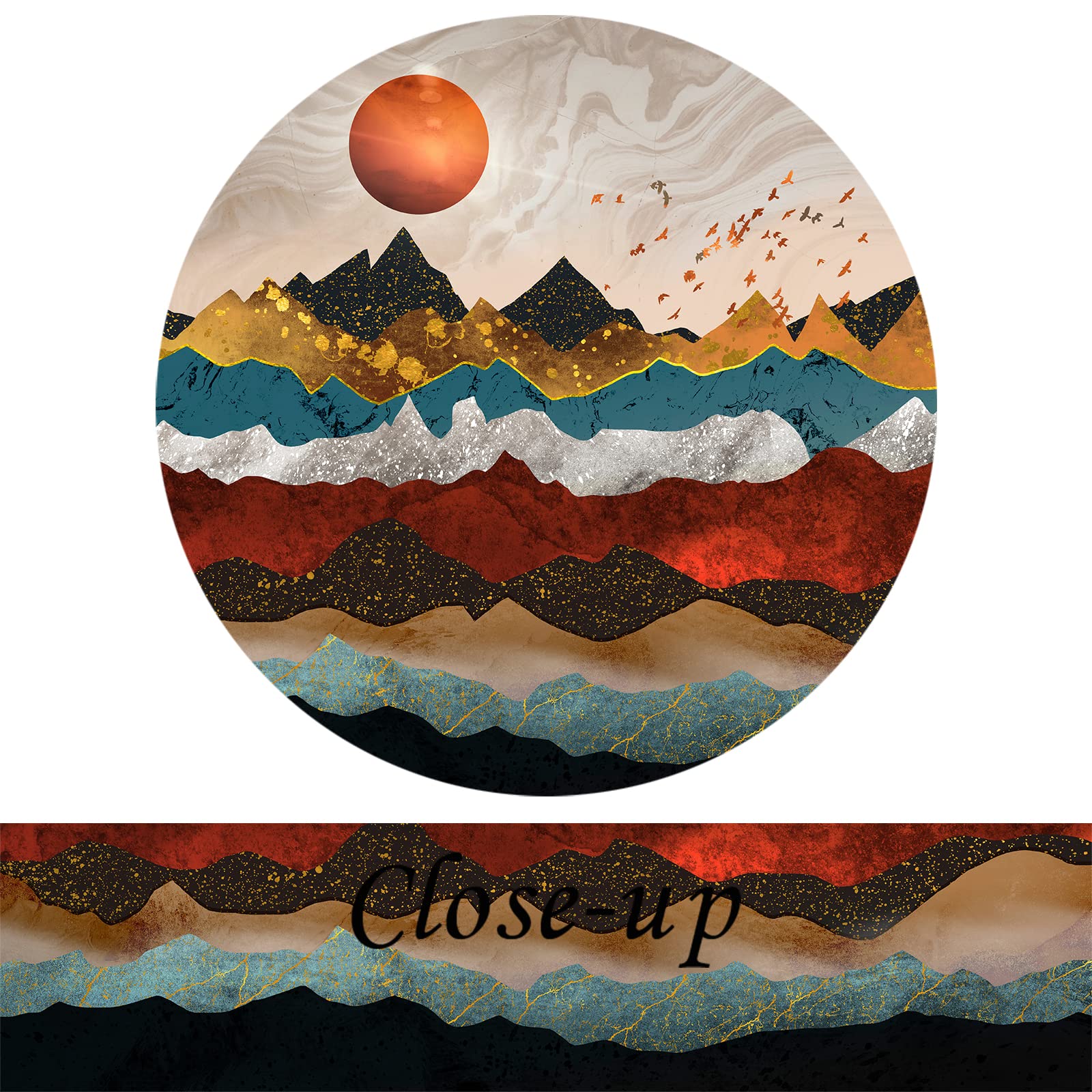 Large 4 Piece Canvas Art The Precious Mountains Colorful Landscape Picture Giclee Prints Nature Wall Art Mid Century Art Wall De