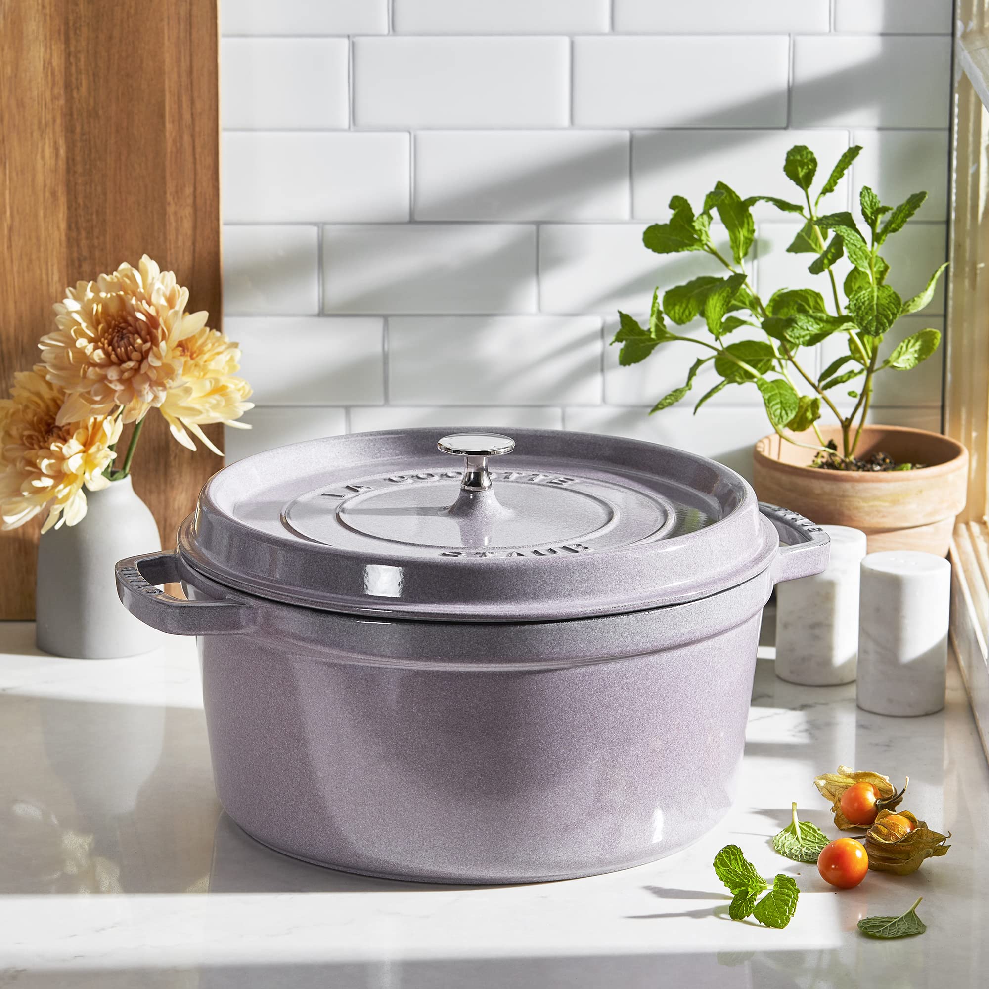 Staub Cast Iron 7-Qt Round Cocotte - Lilac