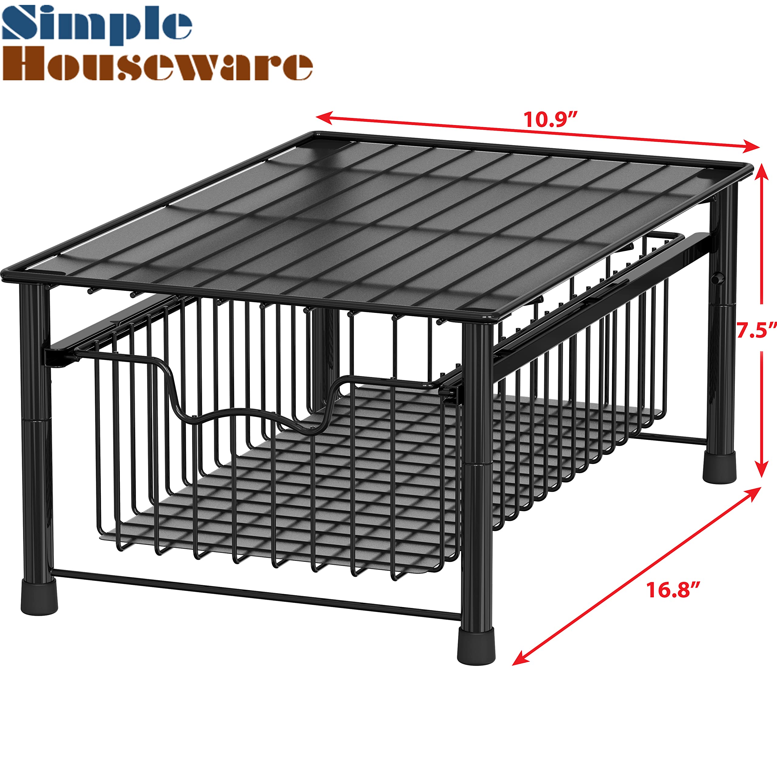 Simple Houseware Stackable Basket Drawer, Black