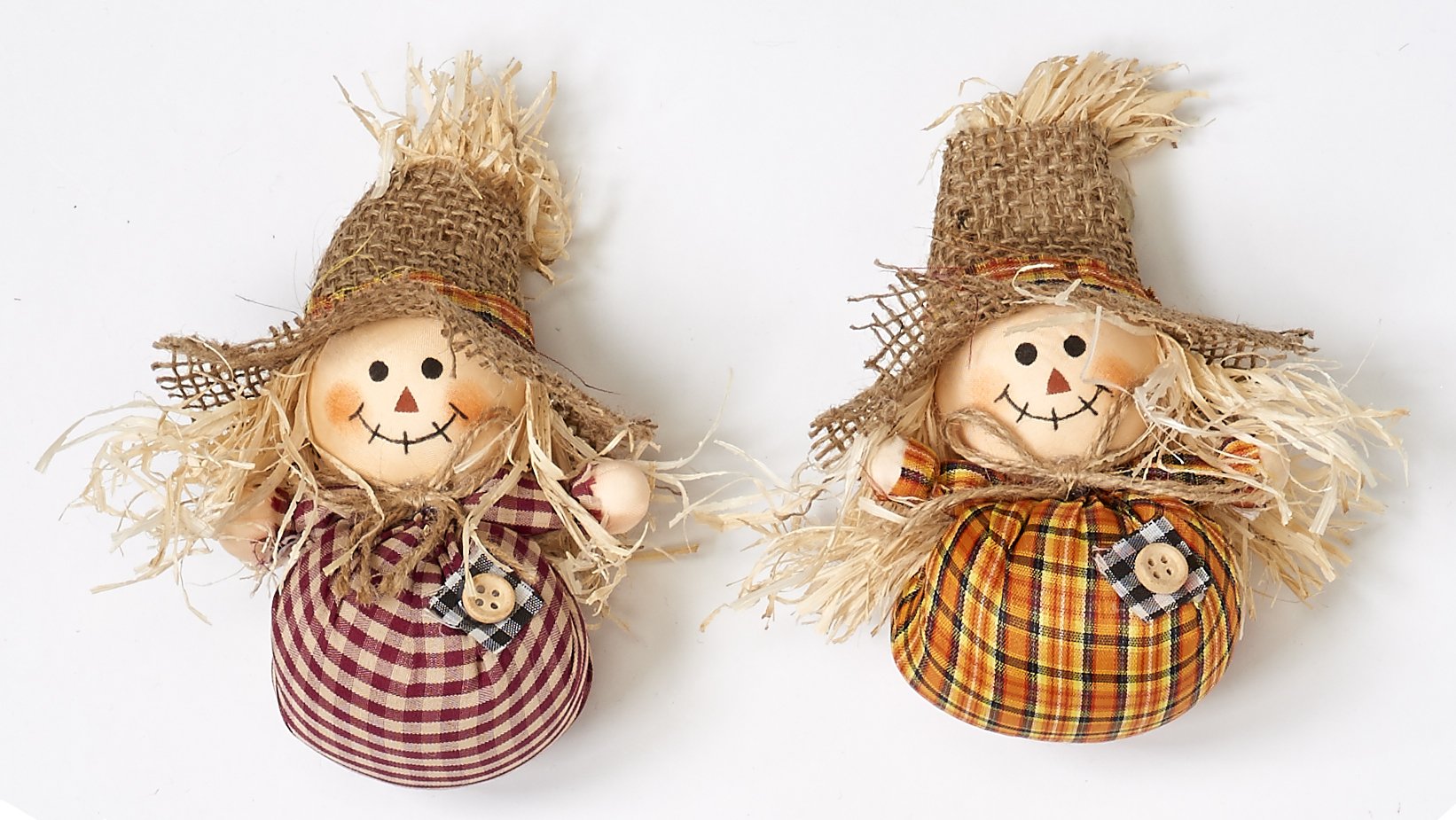 Worth Imports 6 Mini Table Scarecrow, Set of 2, Burgandy, Orange, Beige