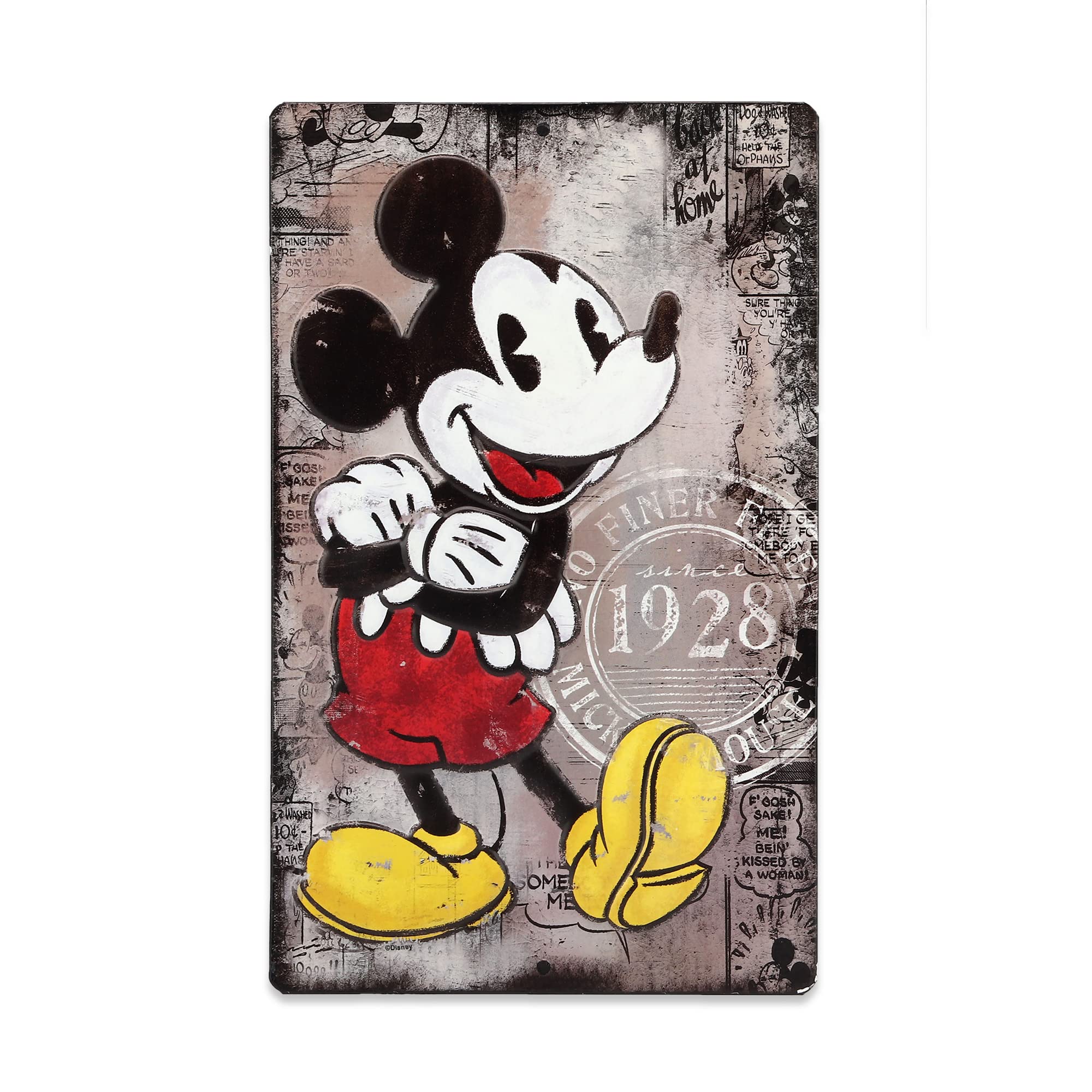 Disney Mickey Mouse Since 1928 Metal Wall Art - Vintage Mickey Mouse Sign for Kids Bedroom, Play Room or Movie Room