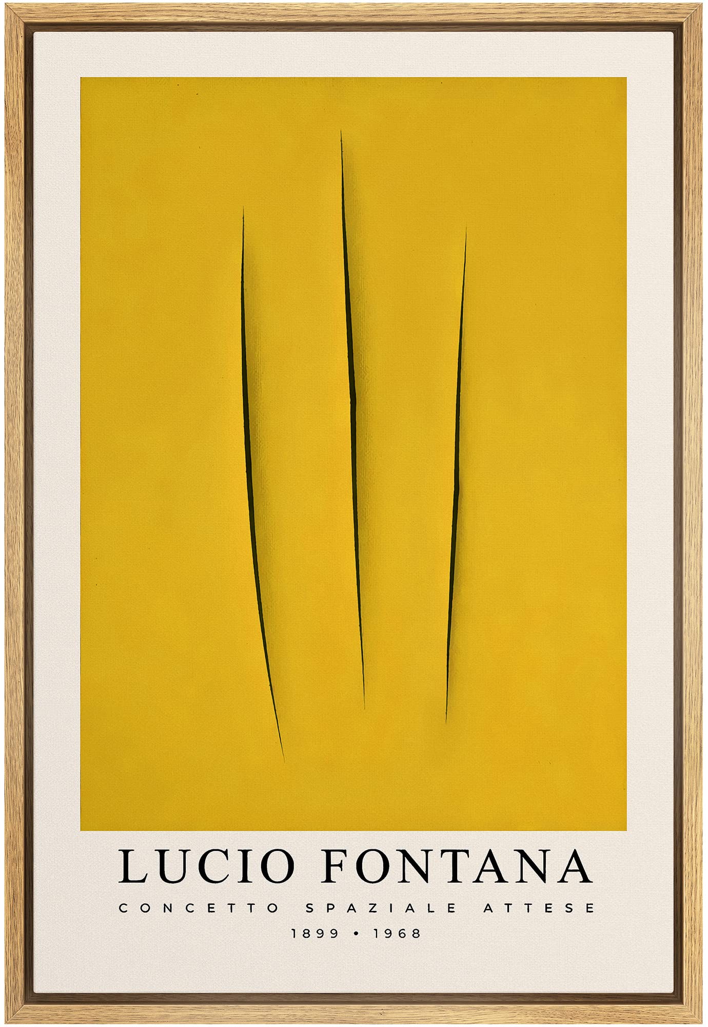 Signleader Framed Canvas Print Wall Art Lucio Fontana Yellow Geometric Stripe Abstract Shapes Illustrations Fine Art Contemporar