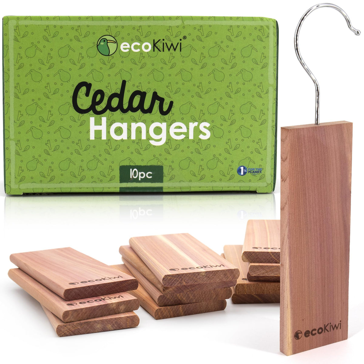 Ecokiwi Cedar Blocks For Clothes Storage - 10 Pack Hang Ups - 100% Natural Aromatic Cedar Planks For Closets And Drawers - Cedar