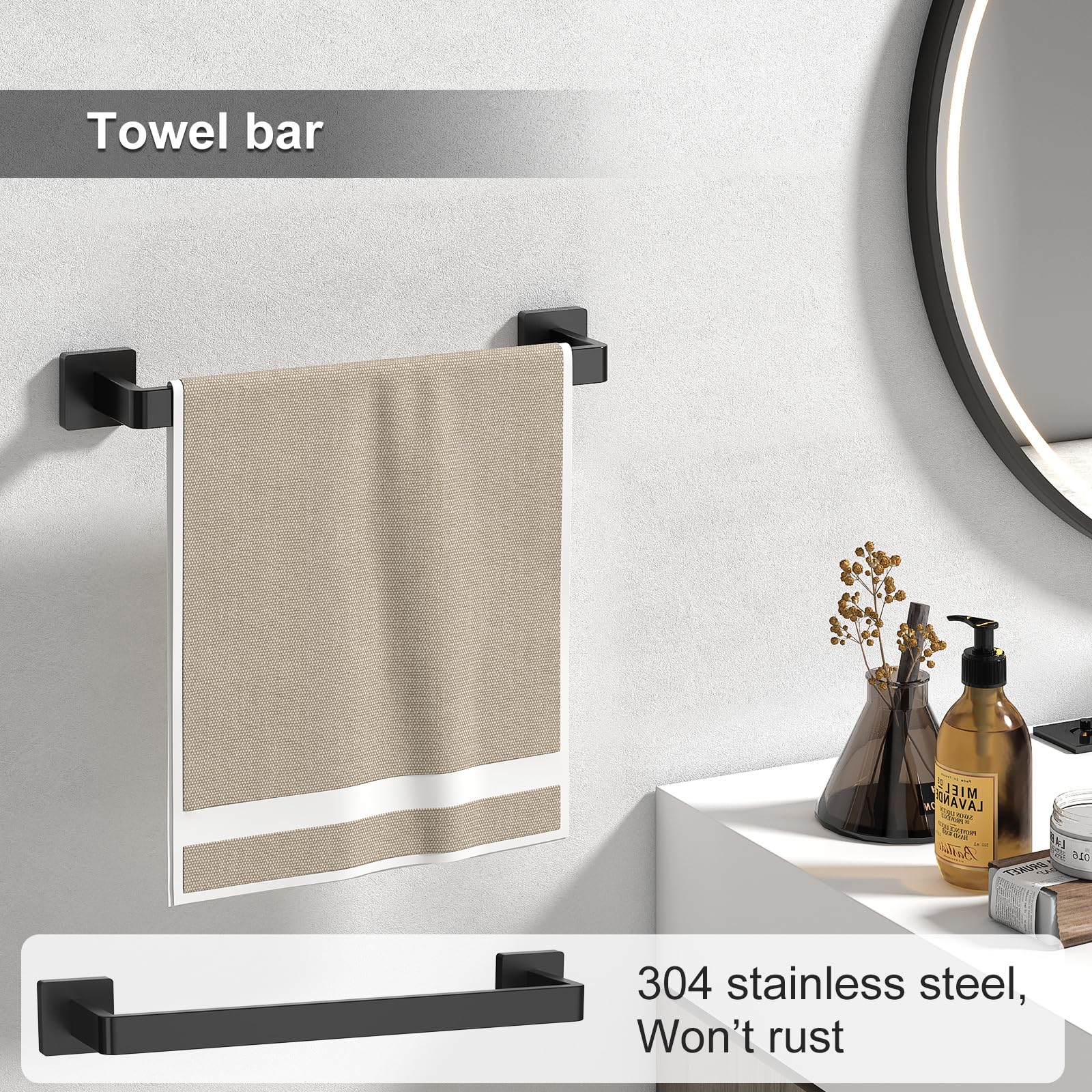 Lfba Toilet Paper Holder Collision Avoidance Towel Racks For Bathroom Thickened Material 304 Stainless Steel Towel Bar 10-Piece