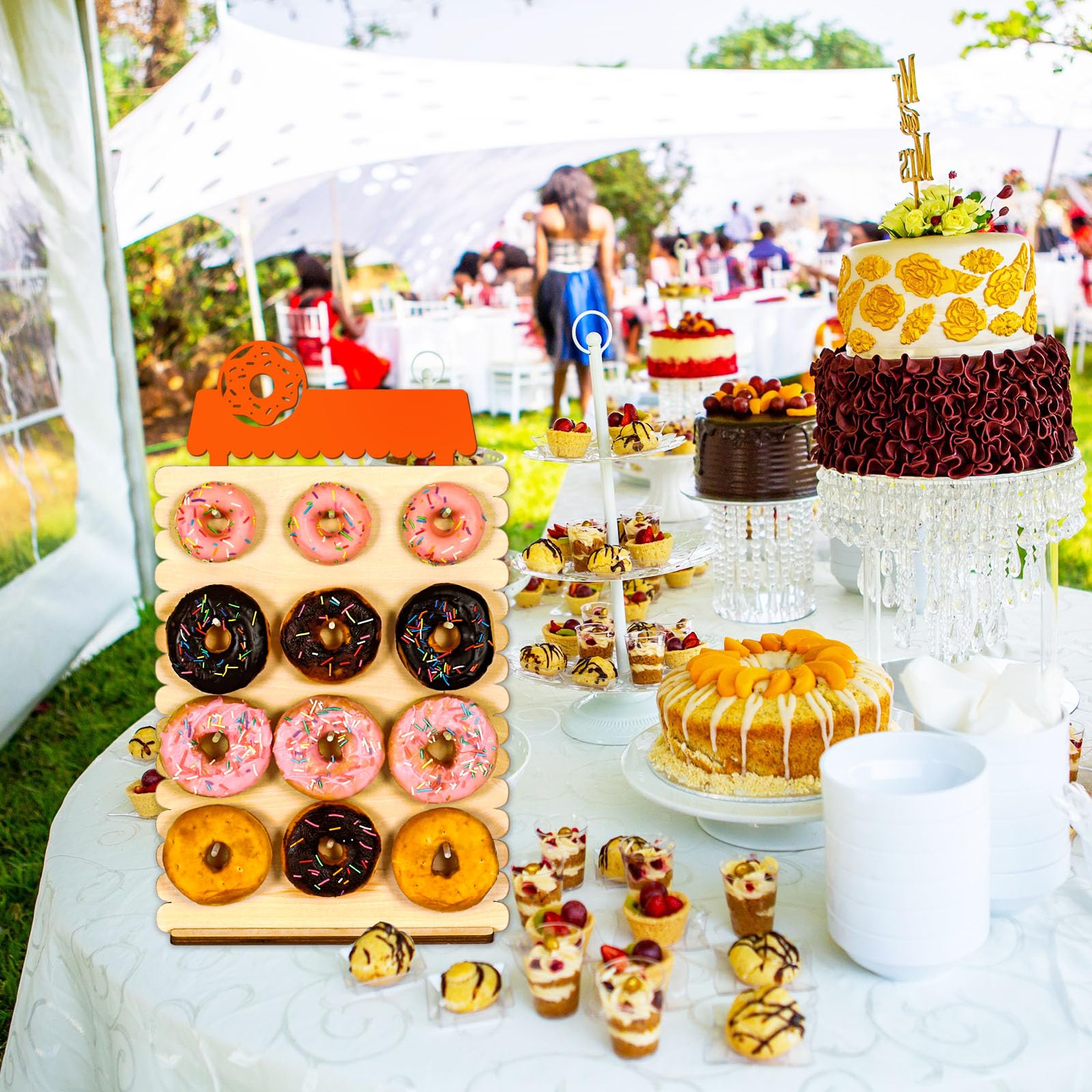 Zzbakress Reusable 12 Stake Wooden Donut Stand For Party To Display Or Place Donuts (Wood)