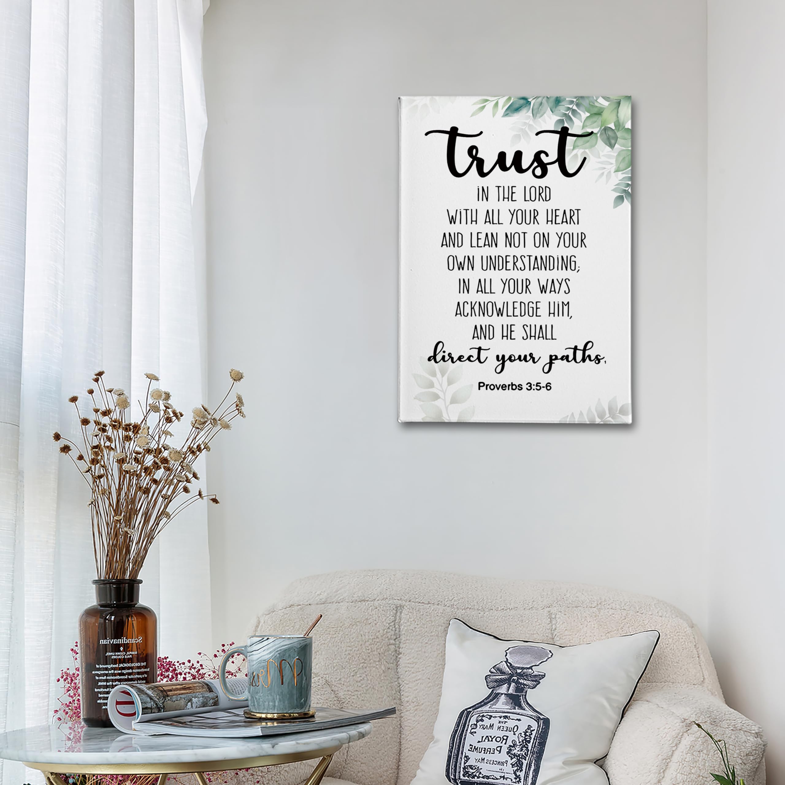 Phamte Proverbs 3:5-6 Trust In The Lord With All Your Heart Christian Wall Art, Bible Scripture Wall Decor,Christian Bible Scrip