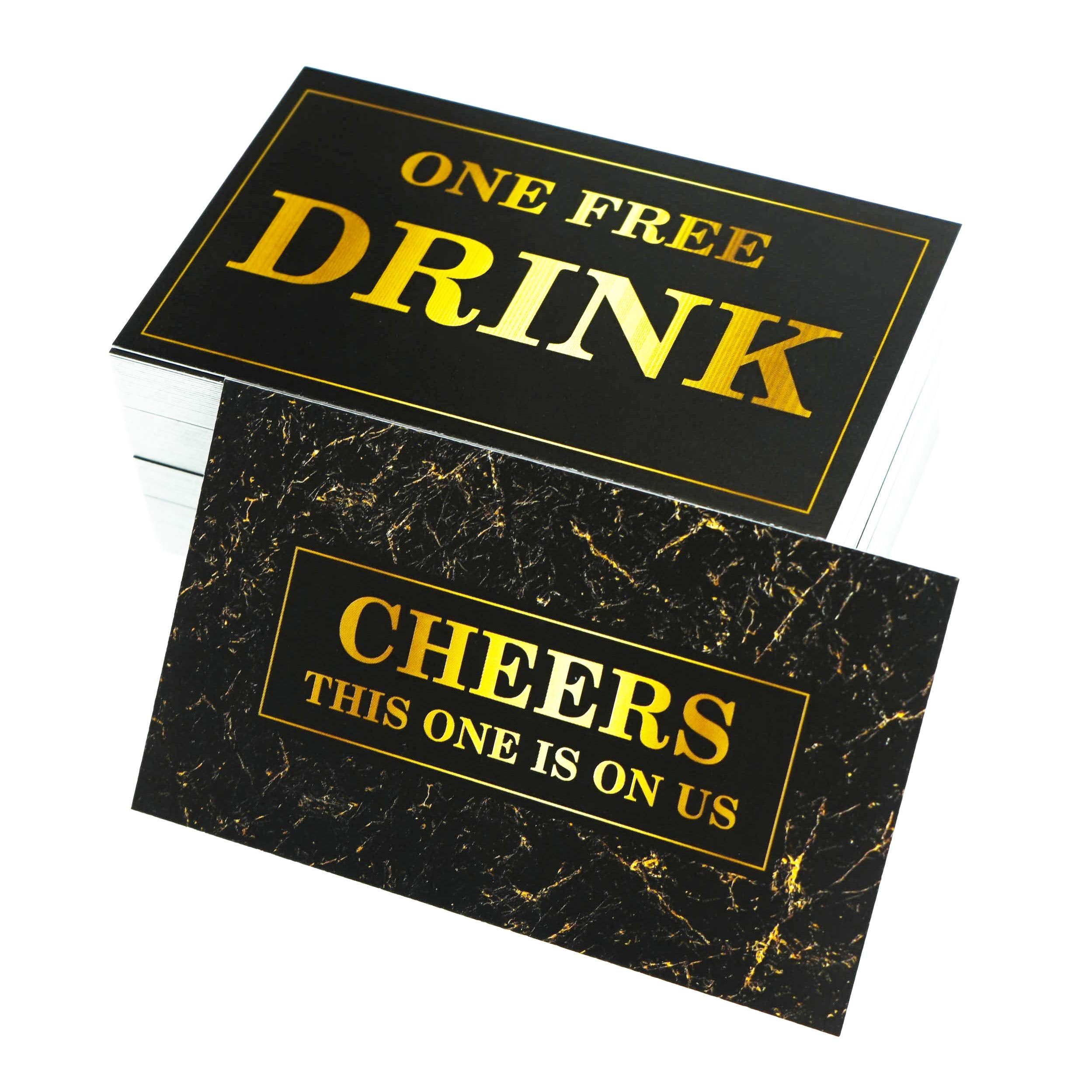 Rxbc2011 100 Free Drink Tickets For Party Marble Card For Free Drink Coupons Wedding Halloween Work Event Bar Black Gold