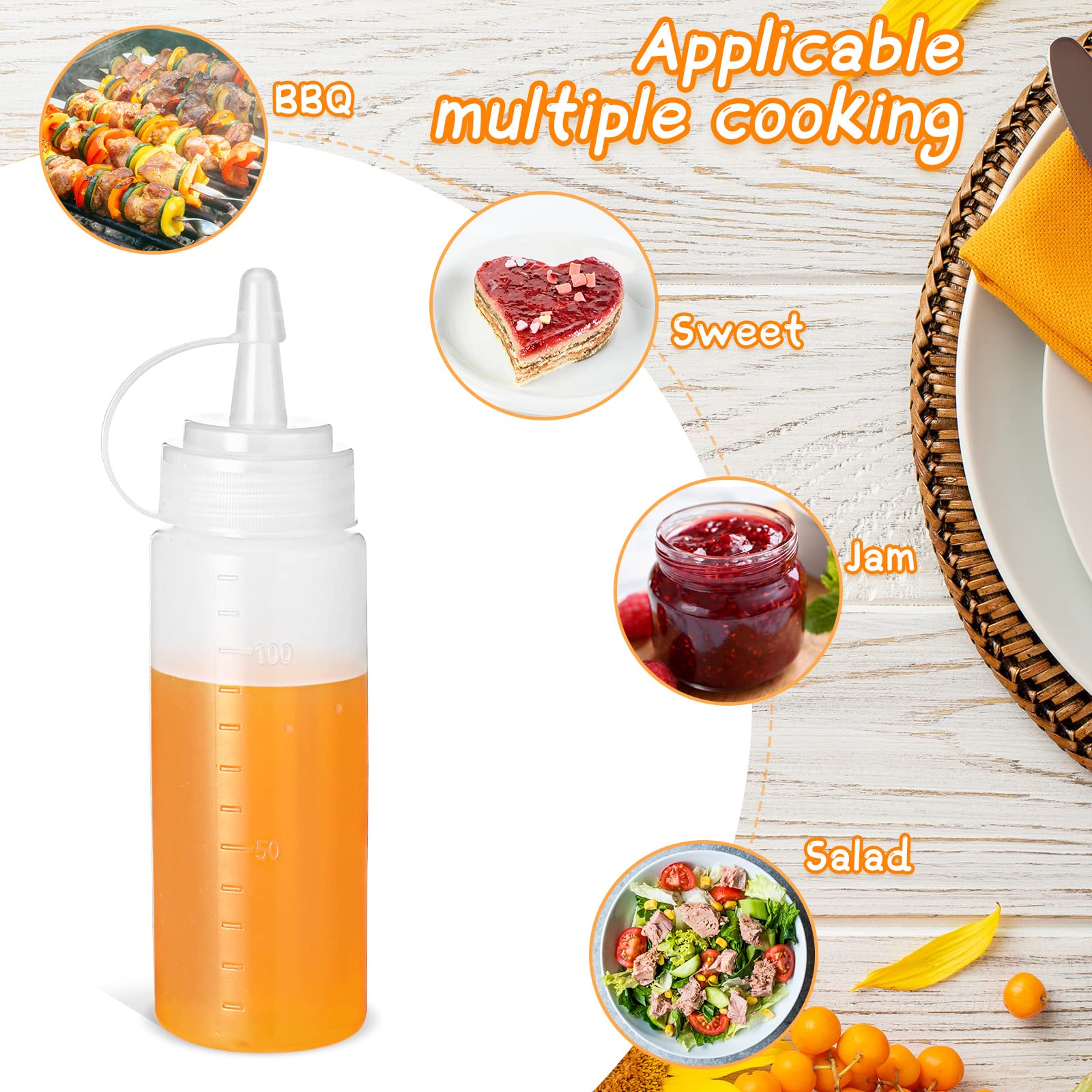 60 Pieces 4 Oz Plastic Condiment Squeeze Bottles Small Squirt Bottles For Cooking With Twist On Cap Lids Clear Ketchup Bottles S