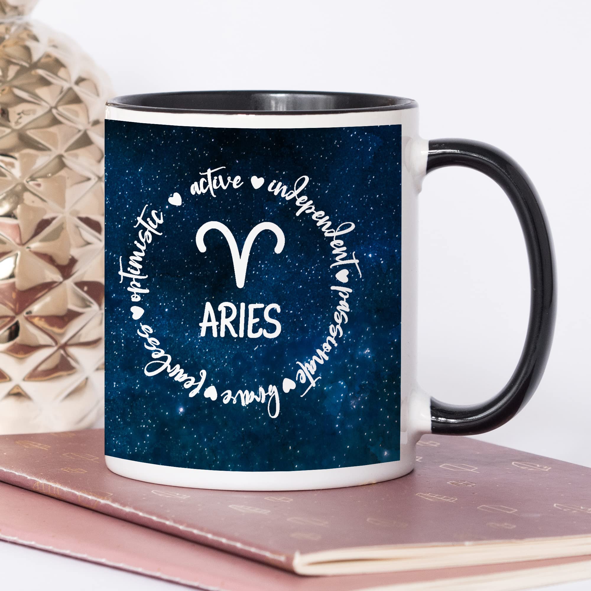 YouNique Designs Aries Mug for Women and Men, 11 Ounces, Astrology Cup for Women, Aries Zodiac Cup, Aries AF, Zodiac Mug, Astrol