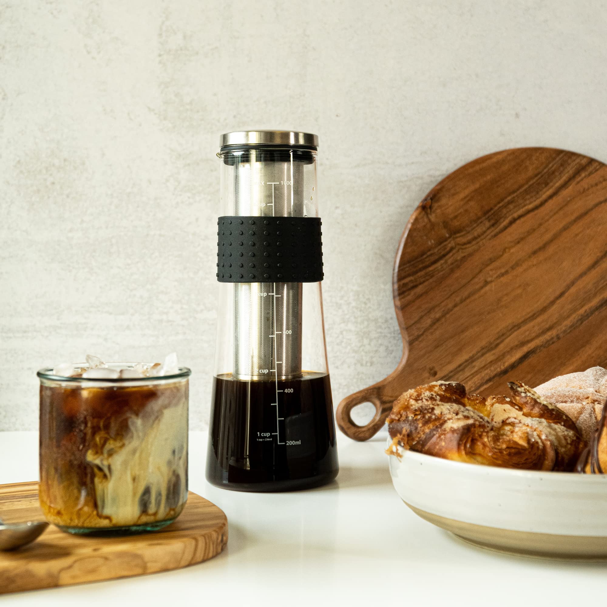 Cafe Crush Club Cold Brew Coffee Maker | Fire Toughened Borosilicate Glass | 304 Stainless Steel Infuser | 1000Ml / 34 Oz | Cold