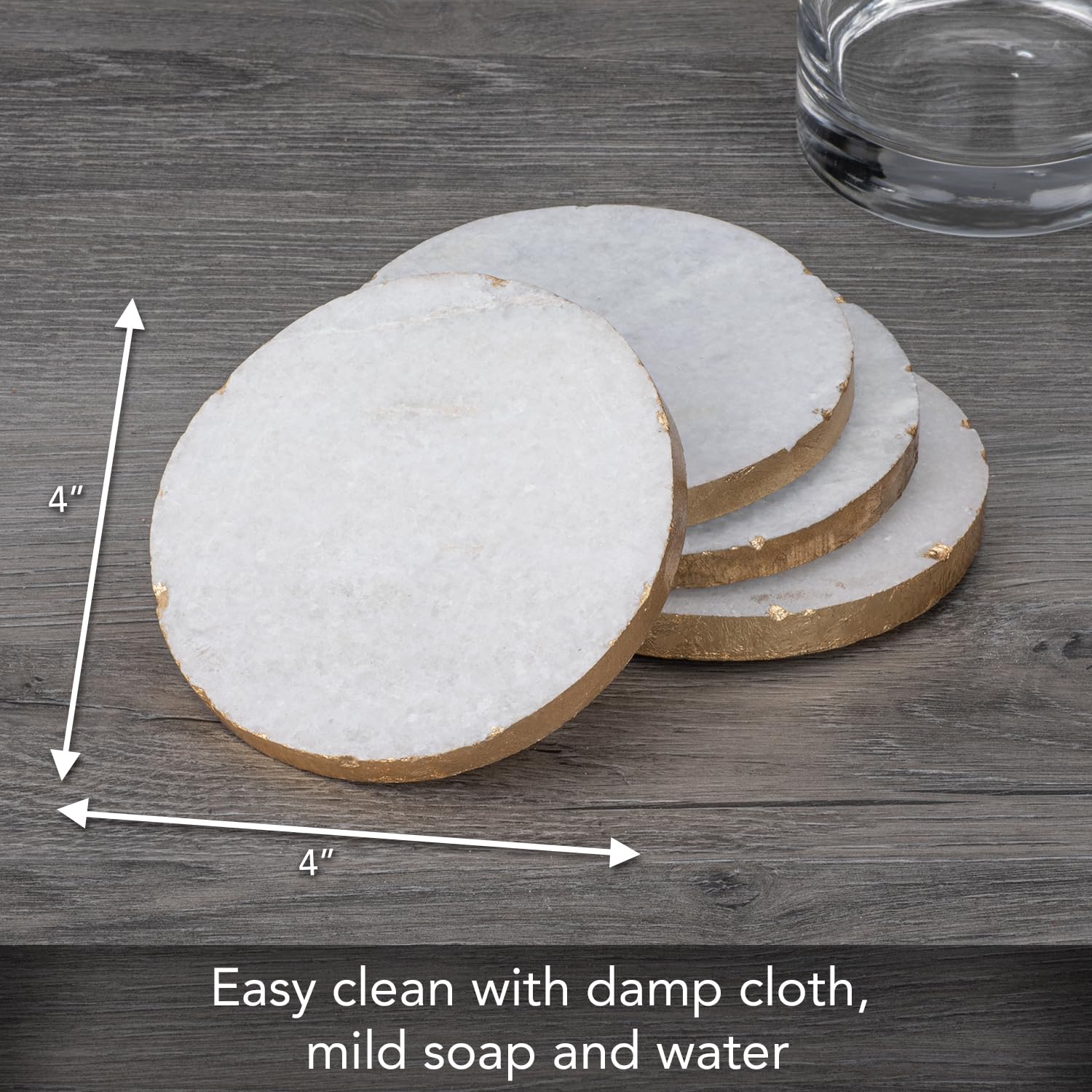 Thirstystone Marble Coasters, 4'' X 4'' X 1.5'', Round