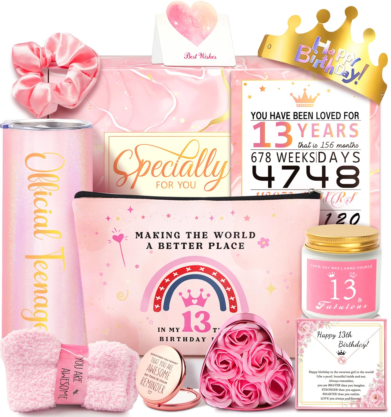 13 Year Old Girl Gifts, 13th Birthday Gifts for Girls Birthday Gifts for 13 Year Old Girl, Gift Ideas for Teen, Daughter, Niece,