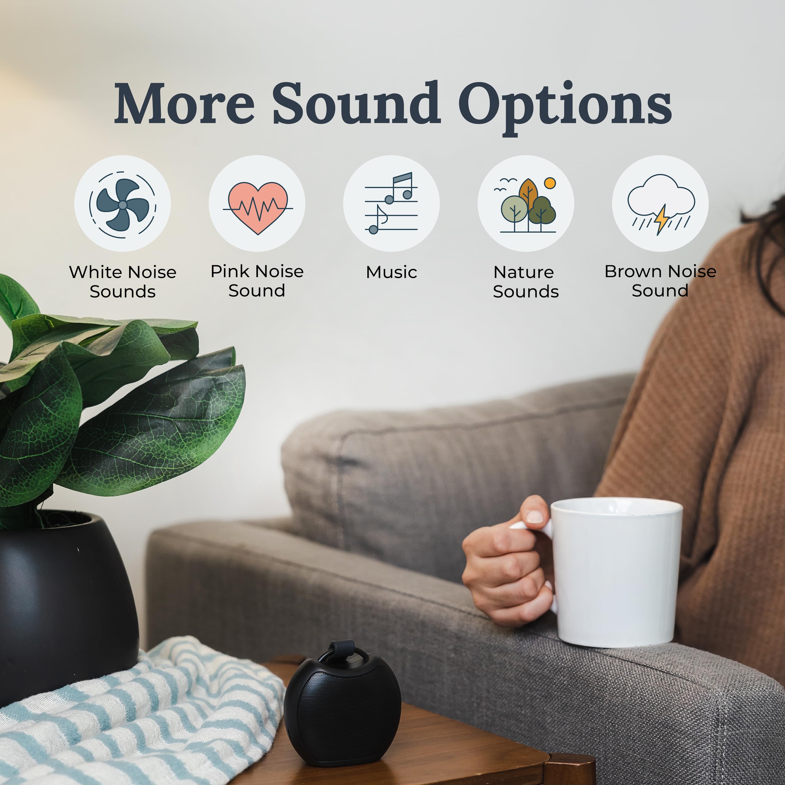 YOGASLEEP Rohm+ Travel White Noise Machine, Black, Wireless Speaker, 20 Sounds, Compact Design, Model 4001341