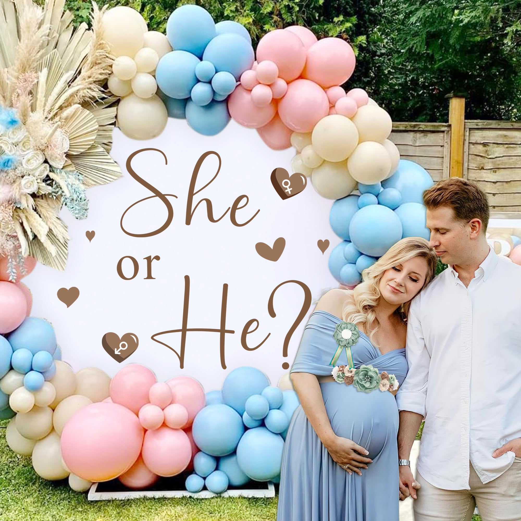 He Or She Decorations Gender Reveal Sign For Balloon Arch Baby Gender Party Decorations Baby Shower Party Sign Backdrop Decal Gi