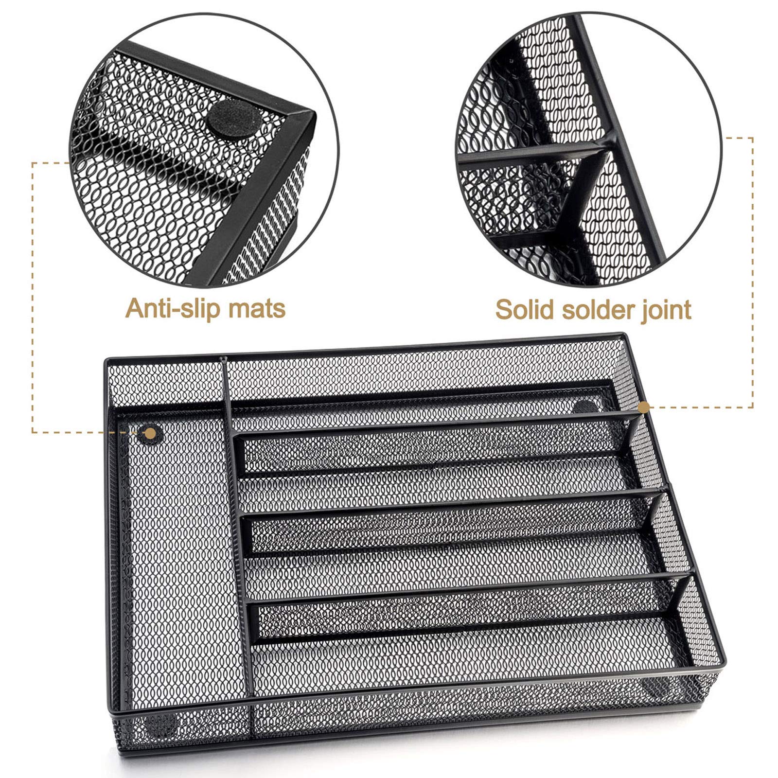 Haware Utensil Drawer Organizer, Mesh Wire Silverware Organizer Divider For Kitchen, Stainless Steel Cutlery Flatware Storage Tr